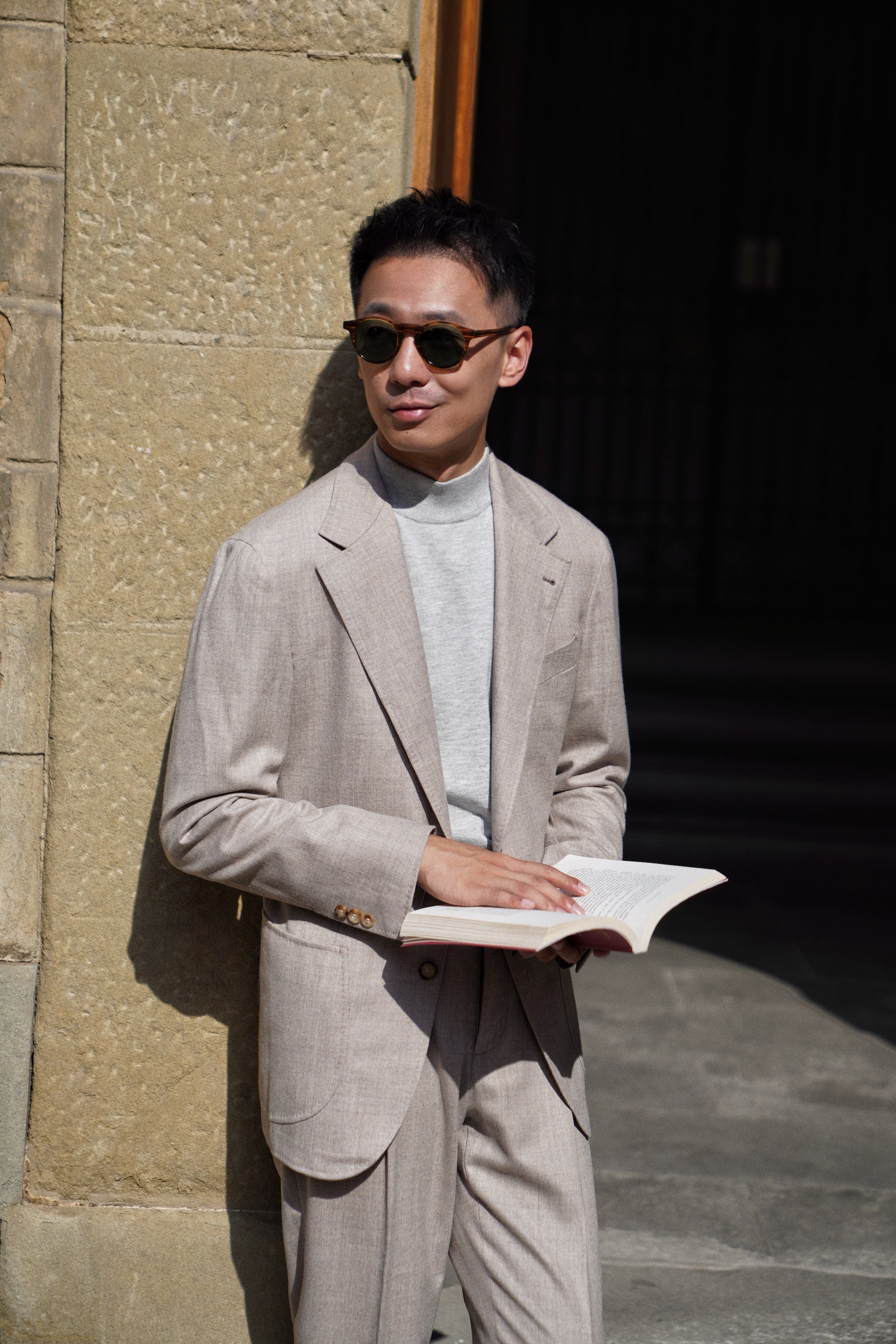 Grey / Burgundy Knitted Mock Neck