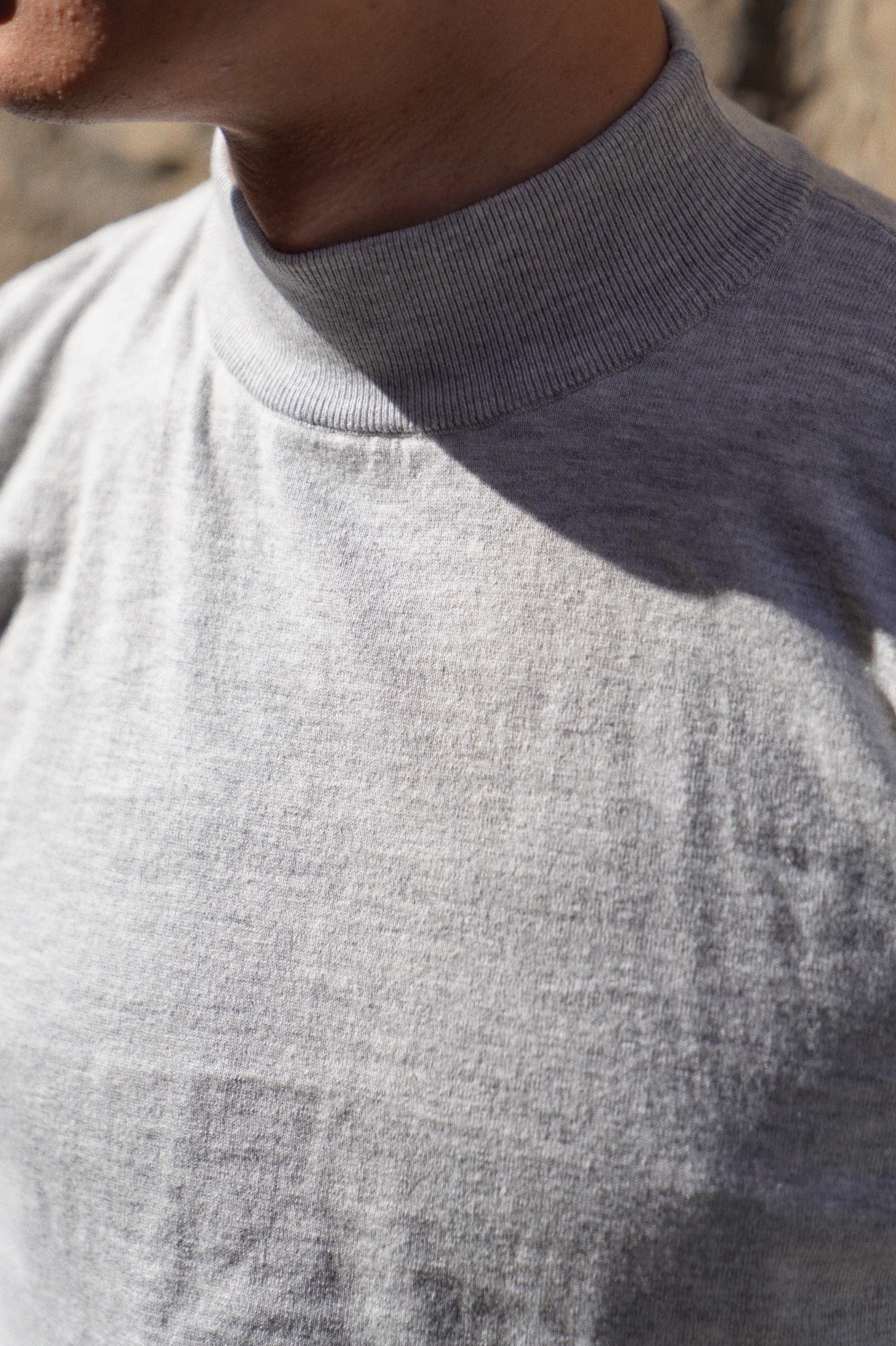 Grey / Burgundy Knitted Mock Neck