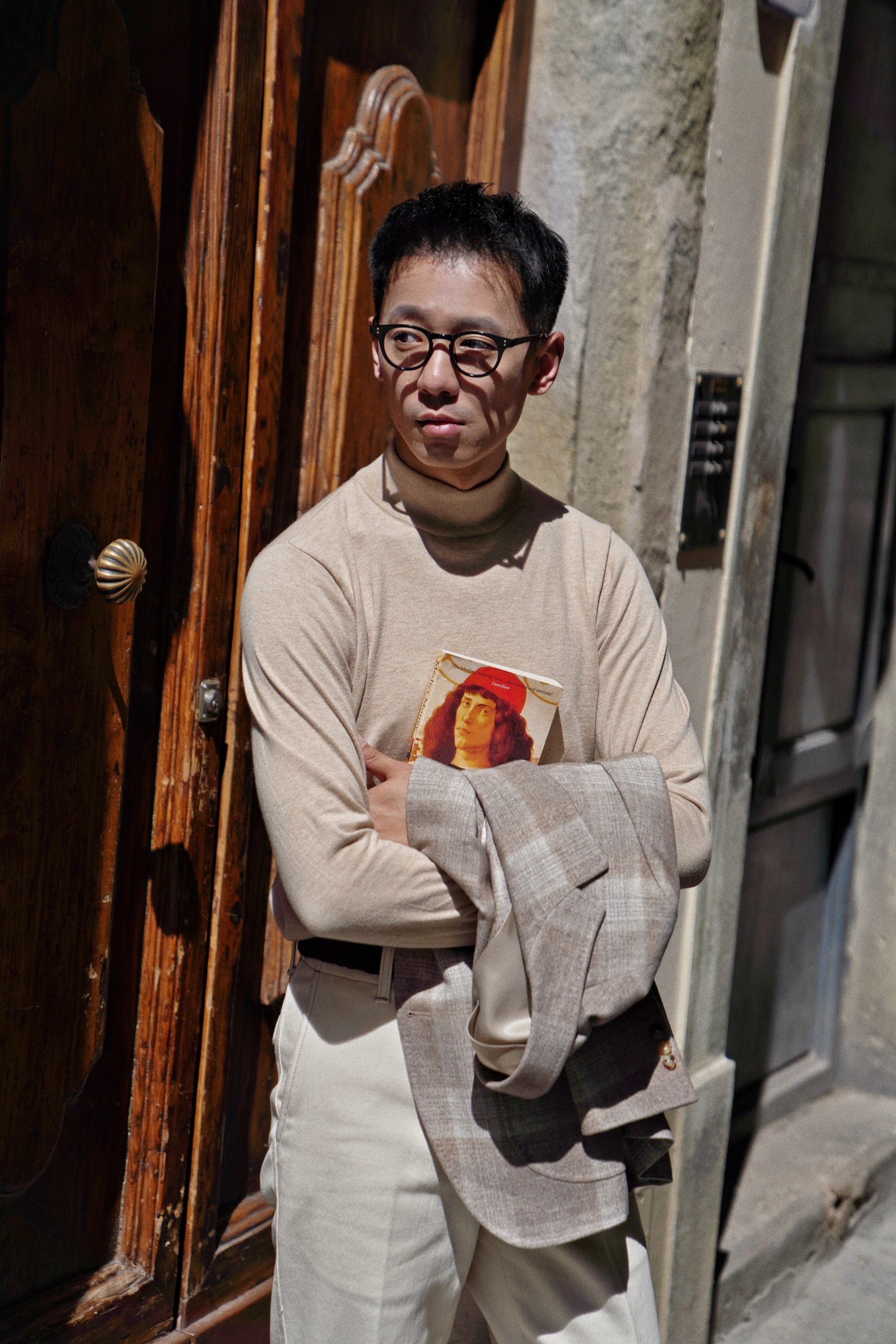 Camel / Beige Knitted Mock Neck