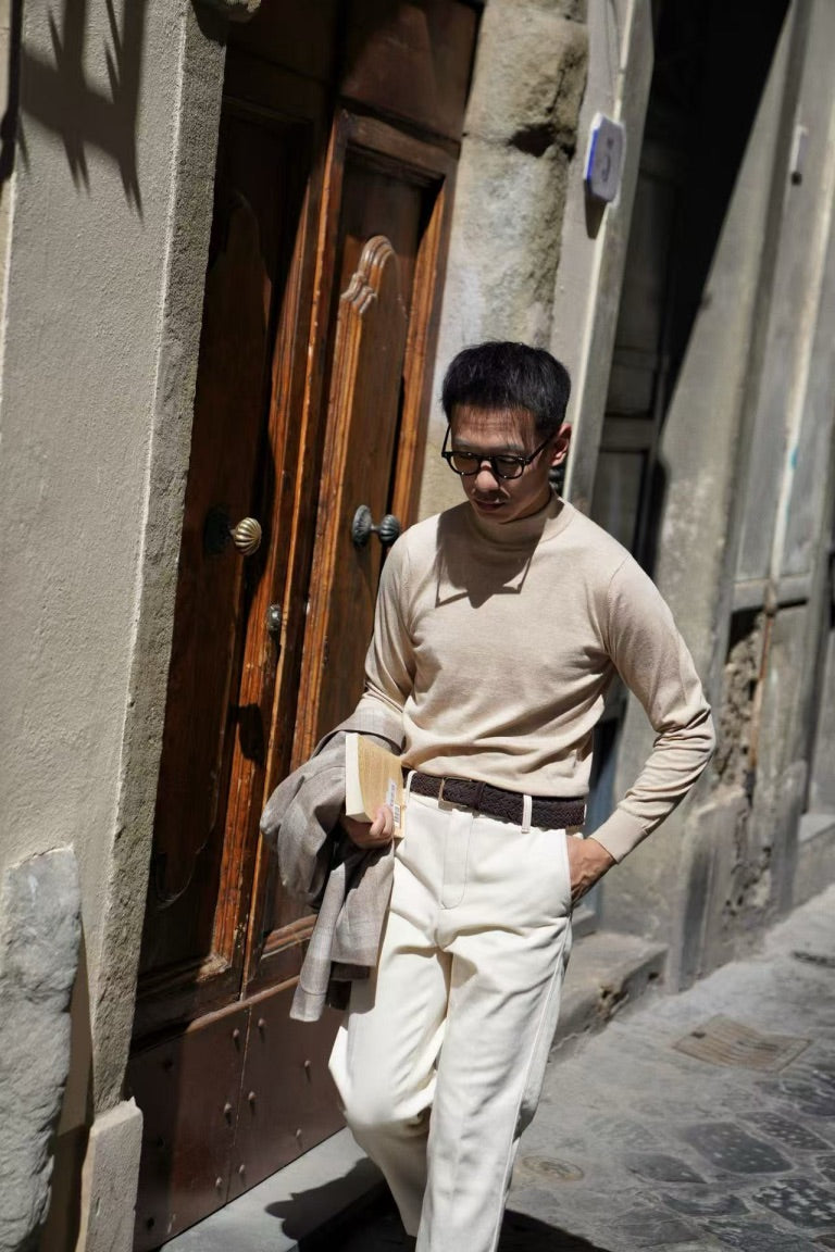 Camel / Beige Knitted Mock Neck