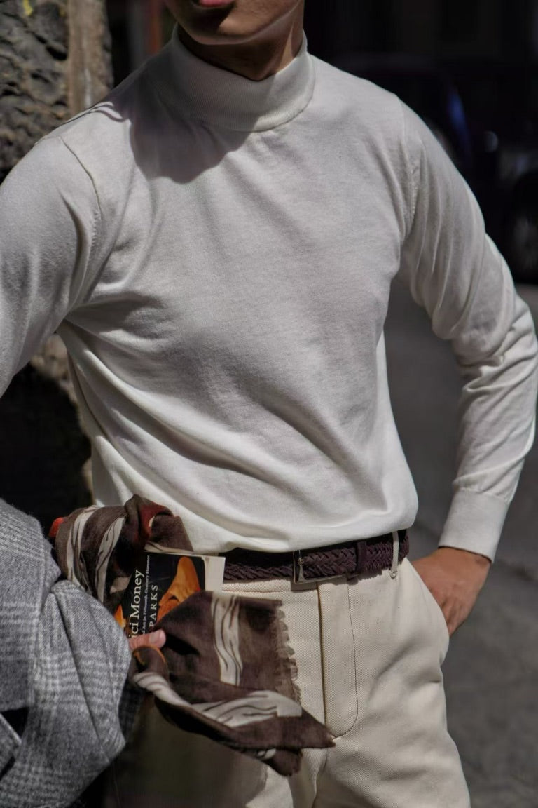 Camel / Beige Knitted Mock Neck