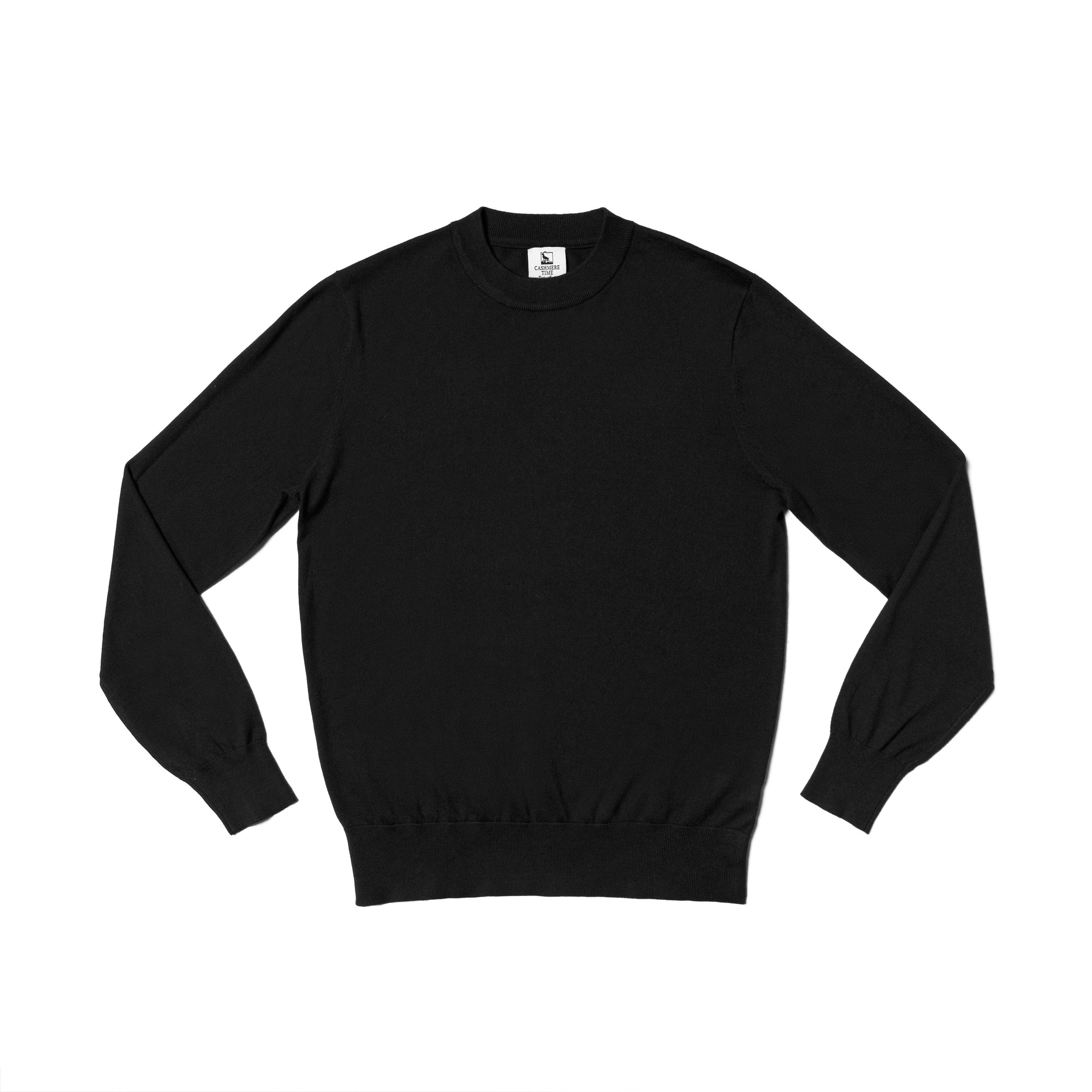 Black / Burgundy Silk Cashmere  Crew Neck
