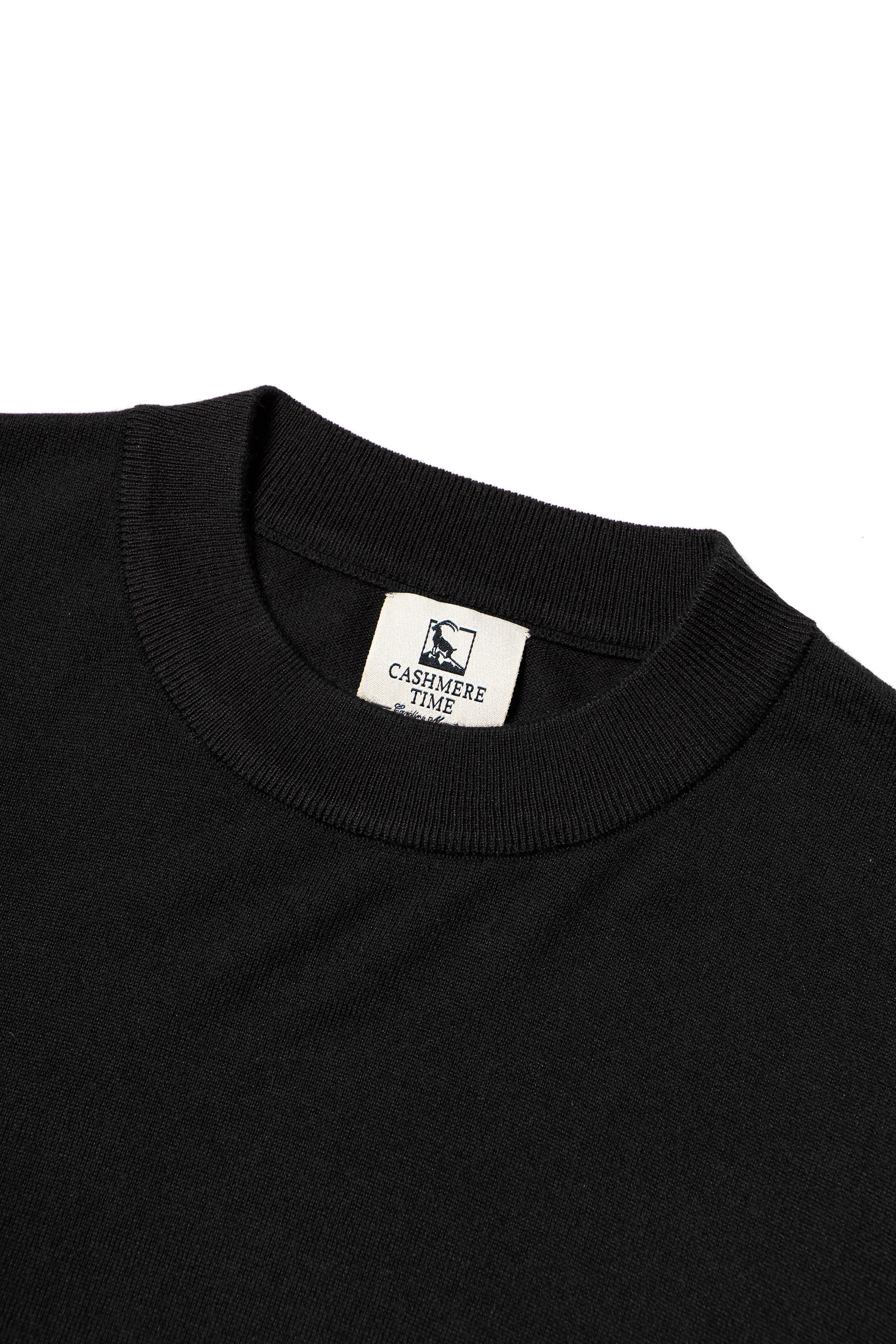 Black / Burgundy Silk Cashmere  Crew Neck