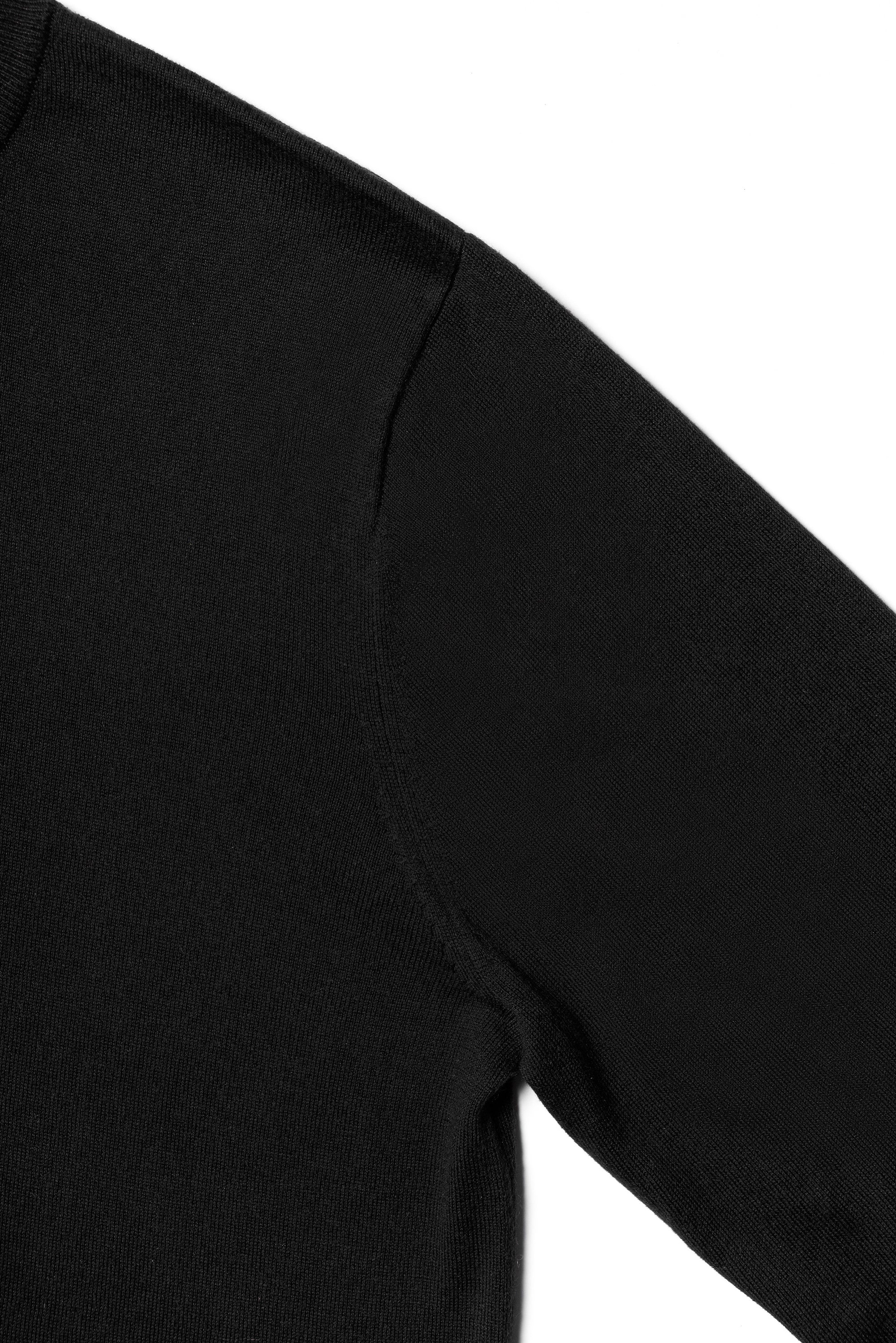 Black / Burgundy Silk Cashmere  Crew Neck