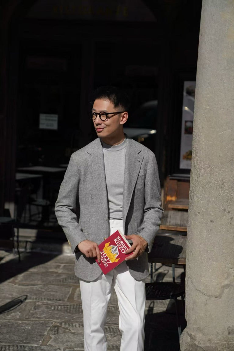 MTO Grey Silk Cashmere Jacket #338