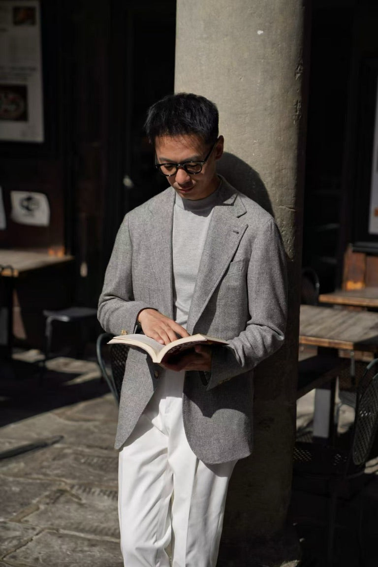 MTO Grey Silk Cashmere Jacket #338
