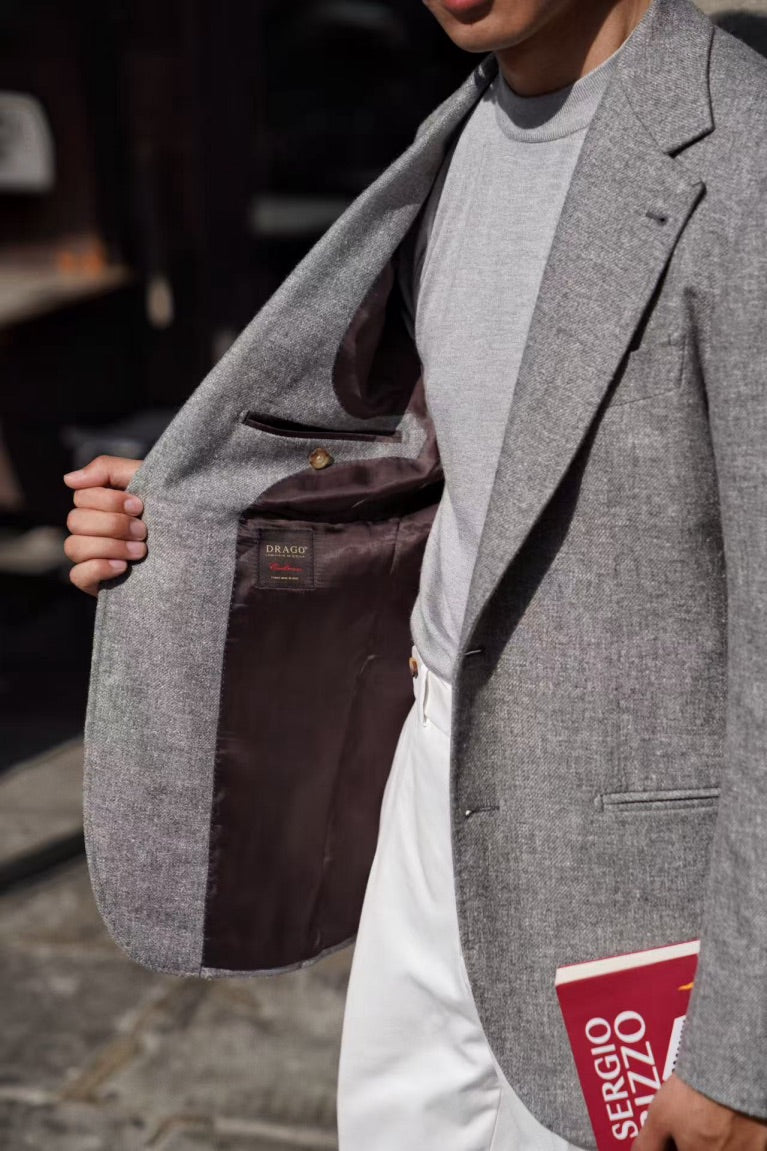 MTO Grey Silk Cashmere Jacket #338