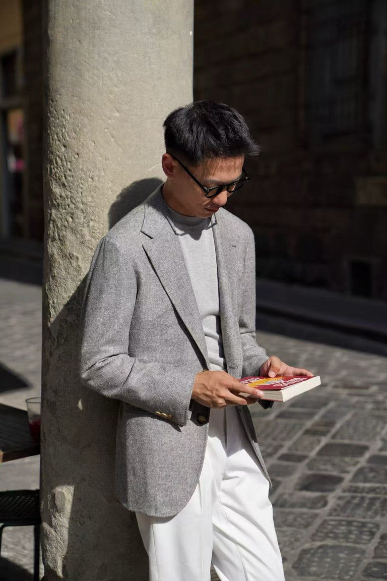 MTO Grey Silk Cashmere Jacket #338