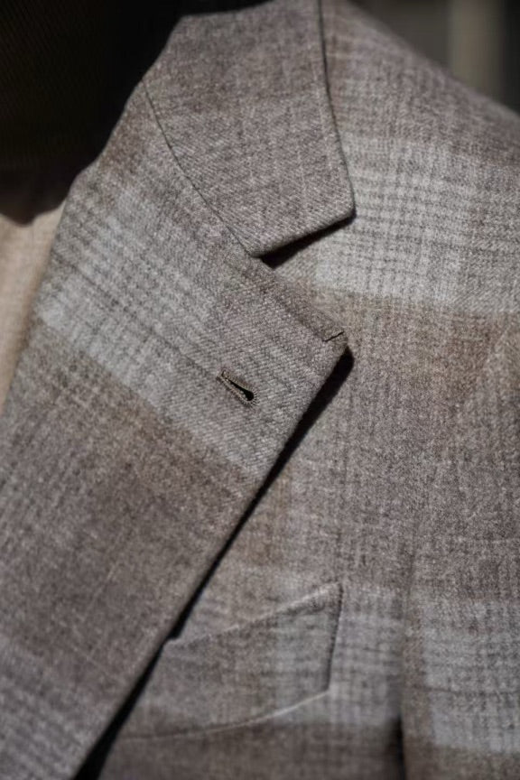 MTO Mocha Plaid Silk Cashmere Jacket #665