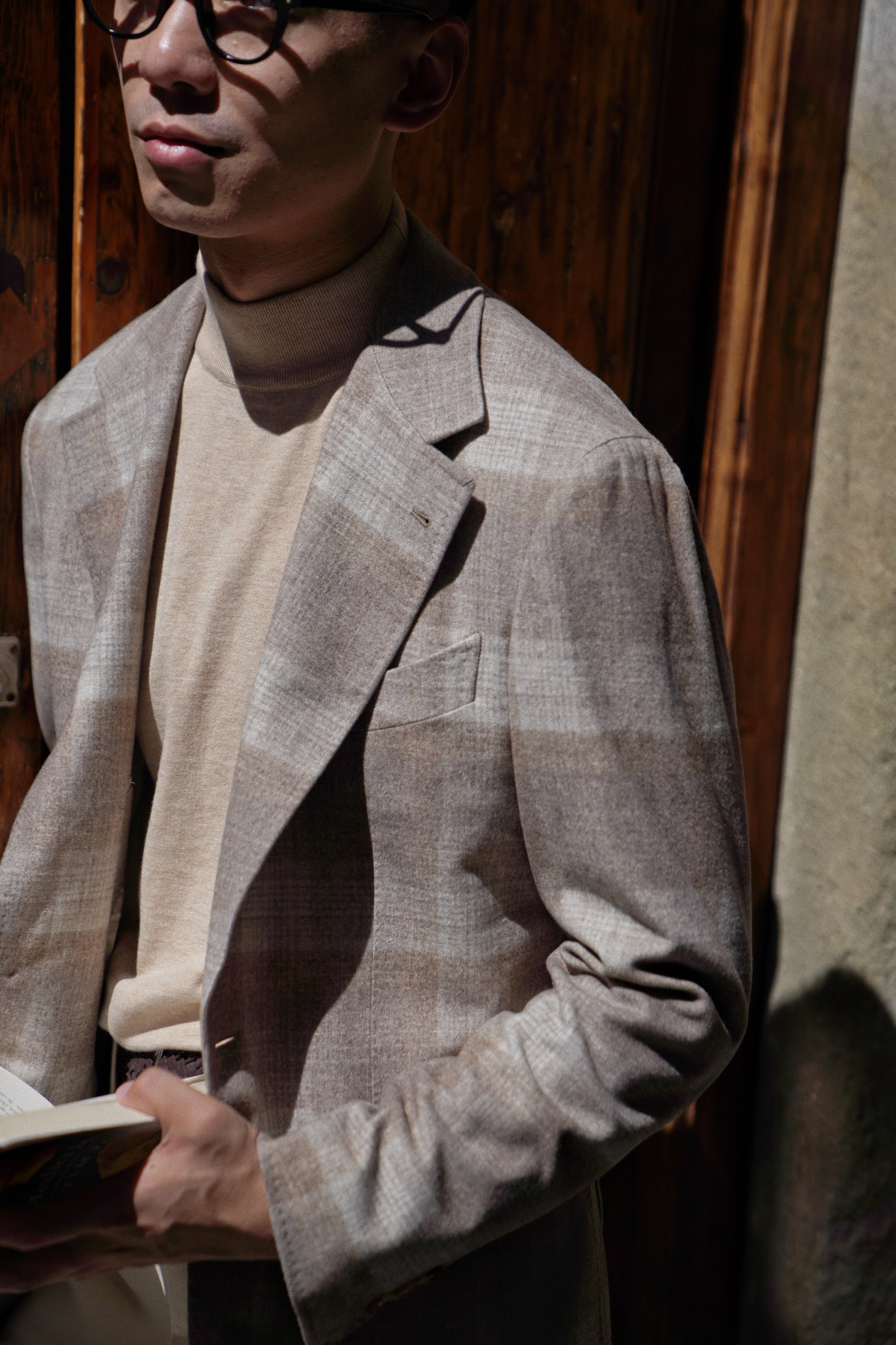 MTO Mocha Plaid Silk Cashmere Jacket #665