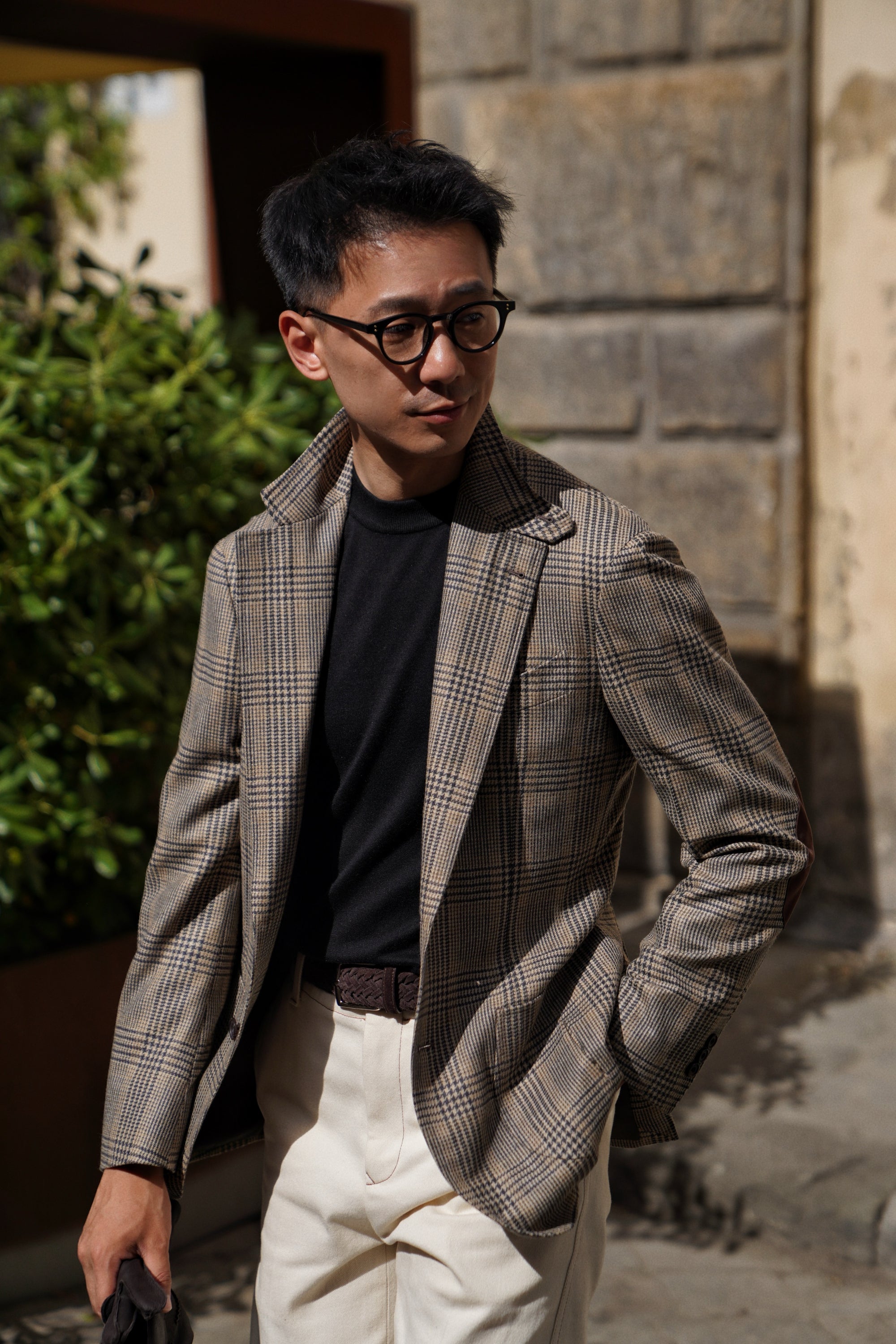 MTO Khaki Glen Check Wool Cashmere Jacket #335