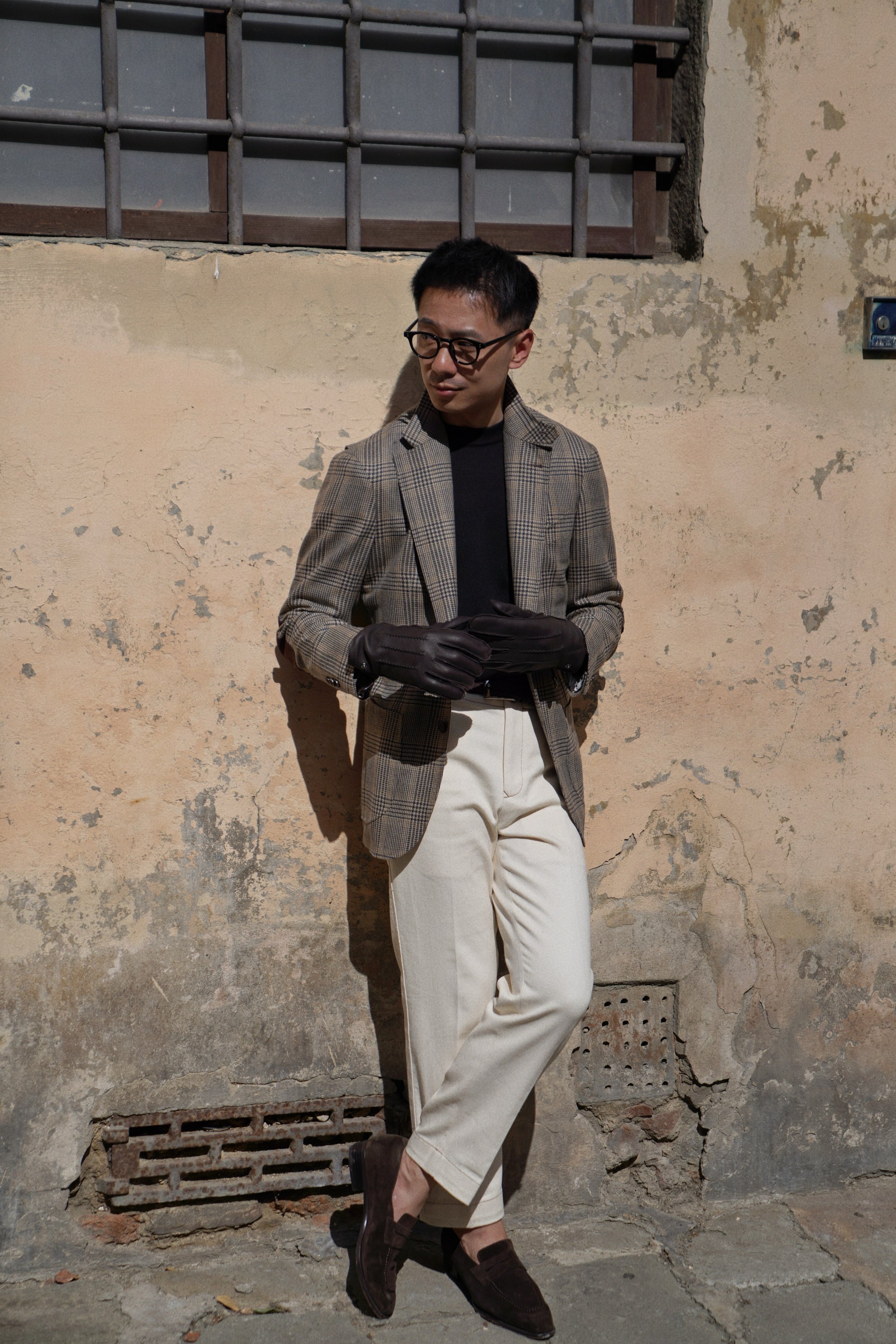 MTO Khaki Glen Check Wool Cashmere Jacket #335