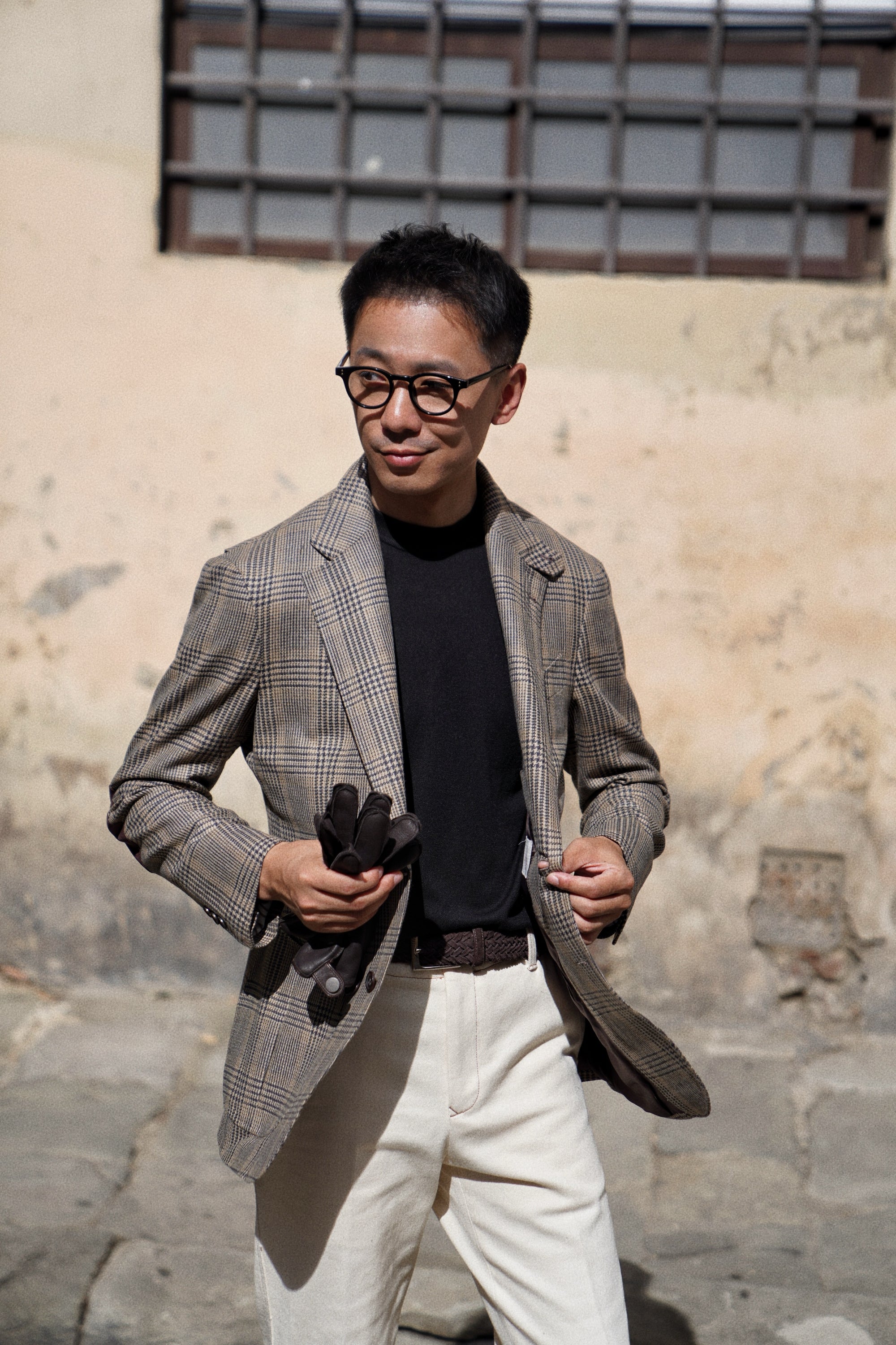MTO Khaki Glen Check Wool Cashmere Jacket #335