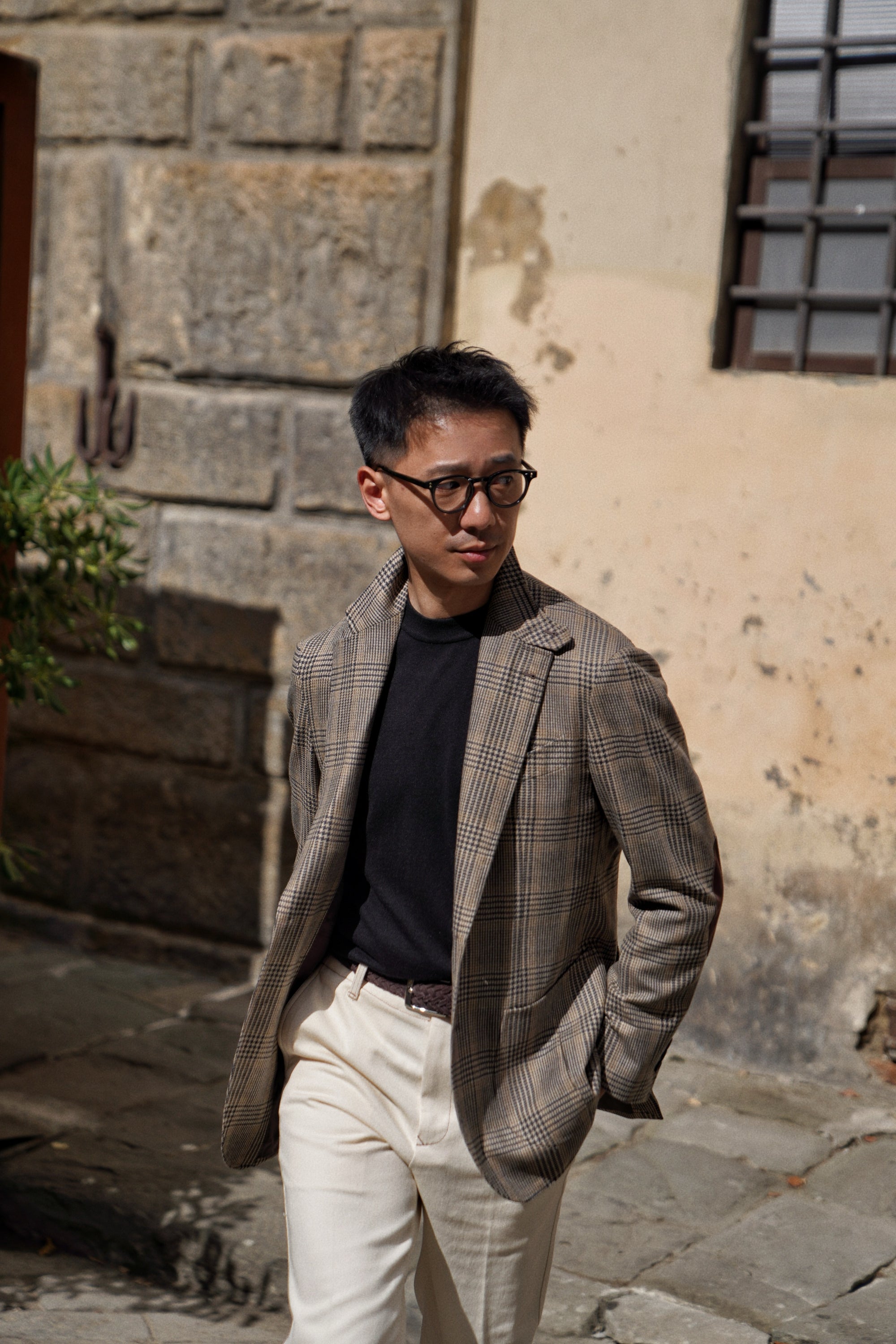 MTO Khaki Glen Check Wool Cashmere Jacket #335