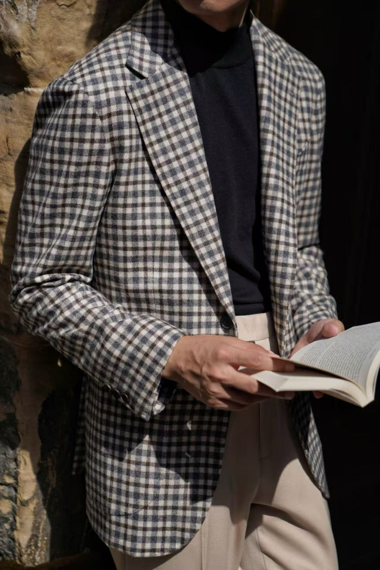 MTO Grey Plaid Cashmere Jacket #334