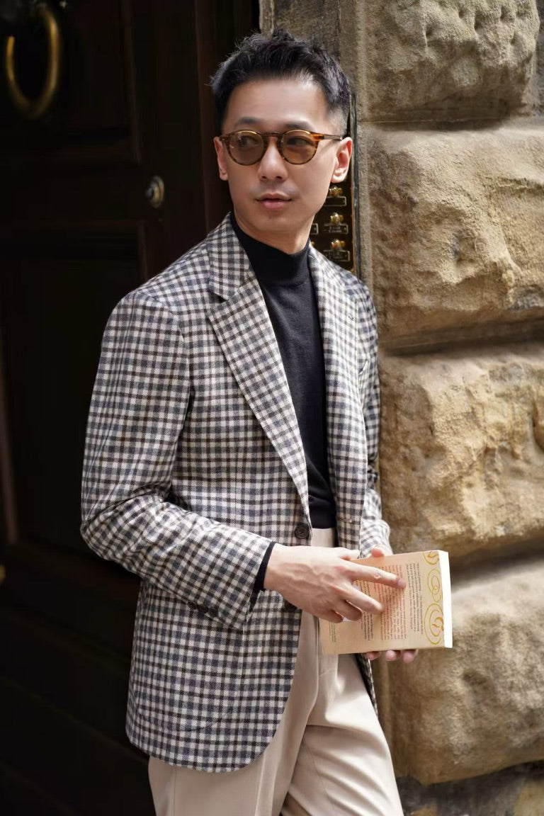 MTO Grey Plaid Cashmere Jacket #334