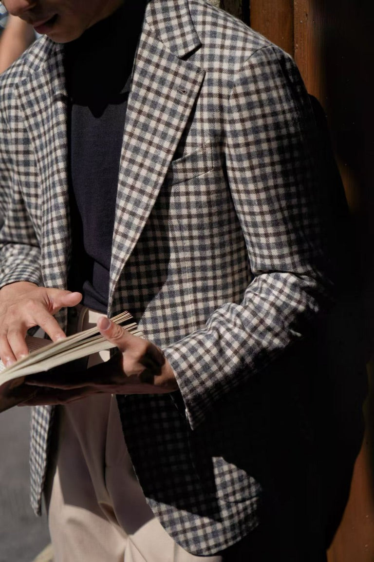 MTO Grey Plaid Cashmere Jacket #334