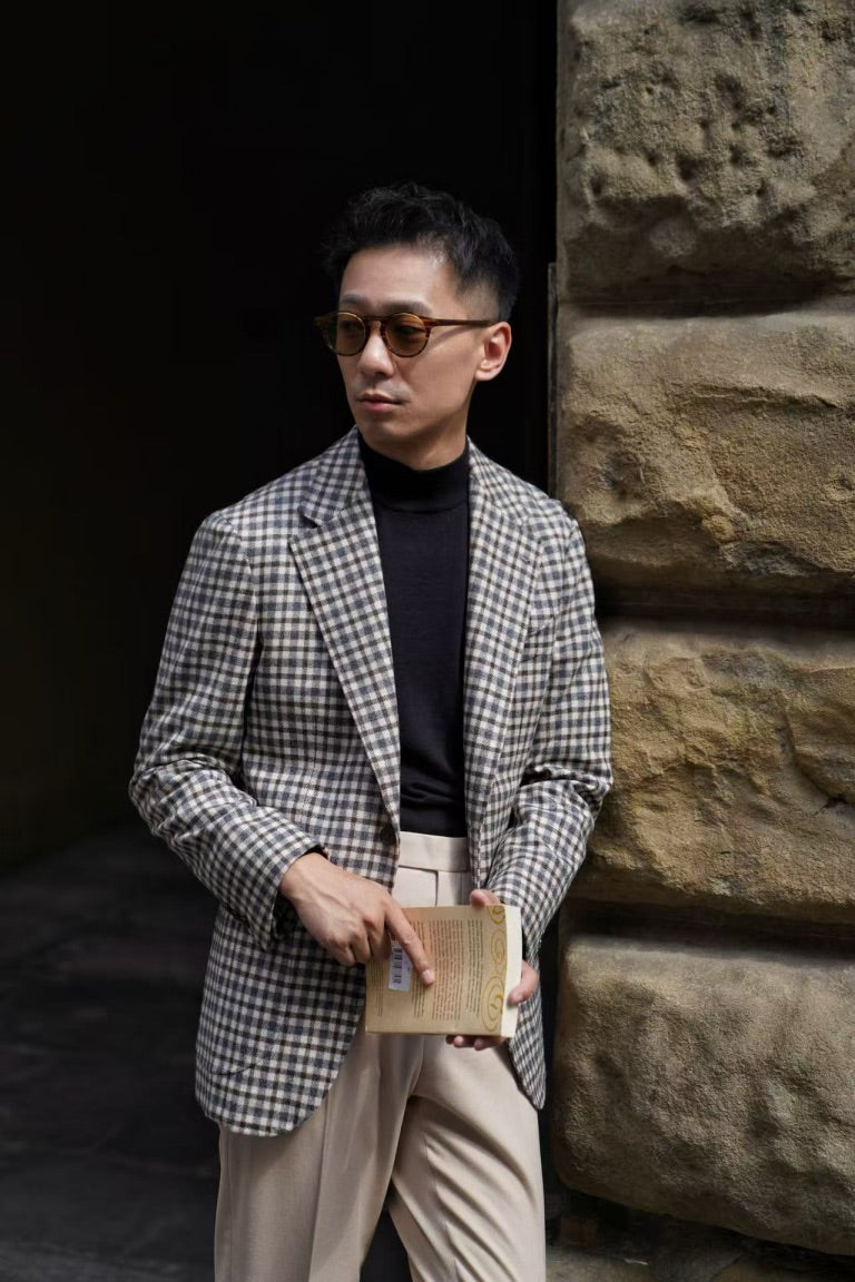 MTO Grey Plaid Cashmere Jacket #334