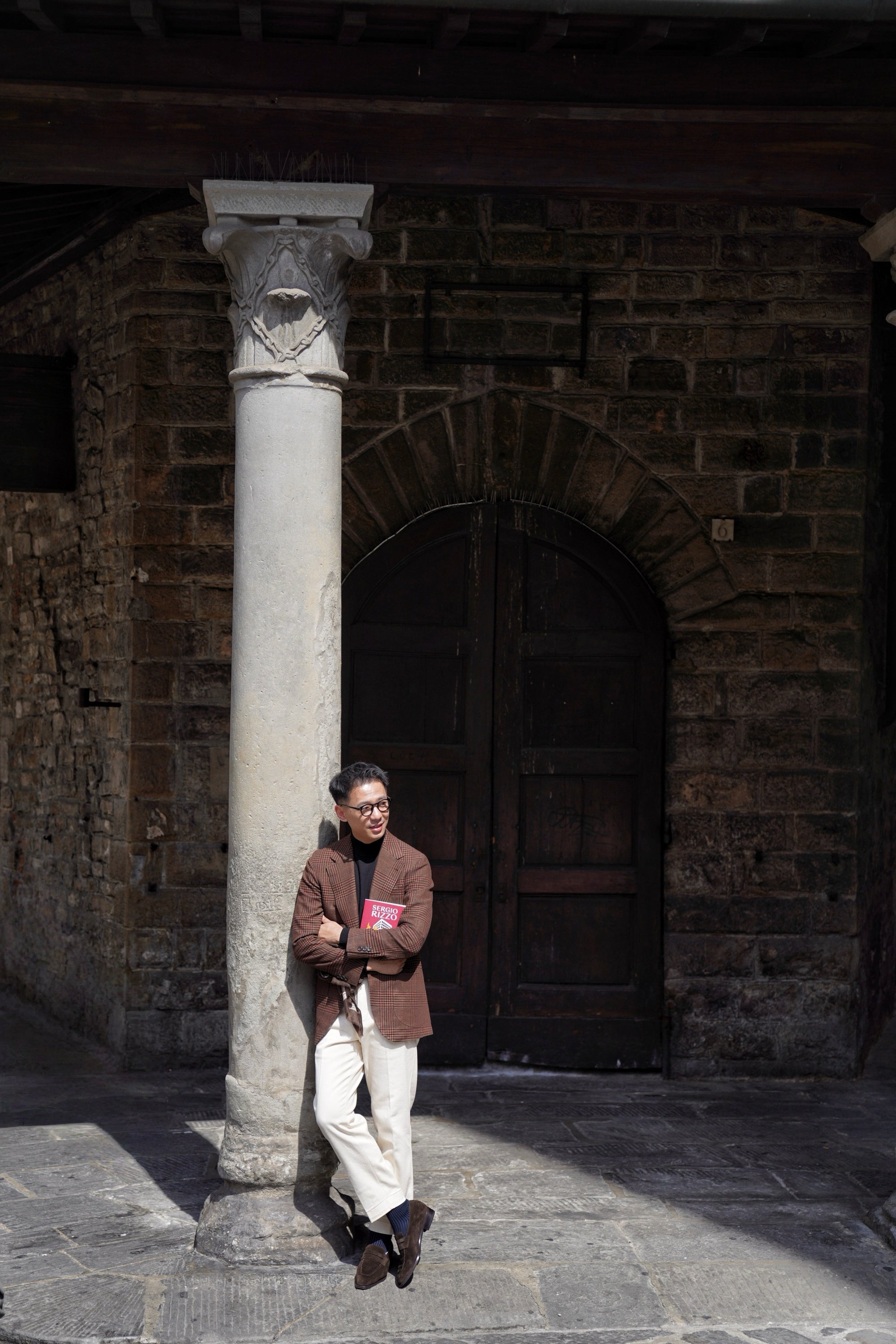 MTO Brown Glen Check Wool Cashmere Linen Jacket #201