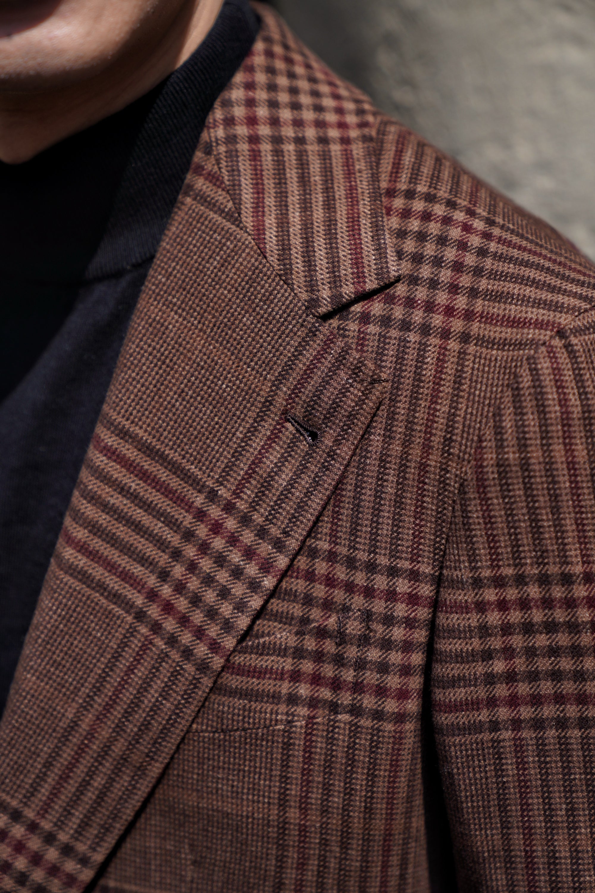 MTO Brown Glen Check Wool Cashmere Linen Jacket #201