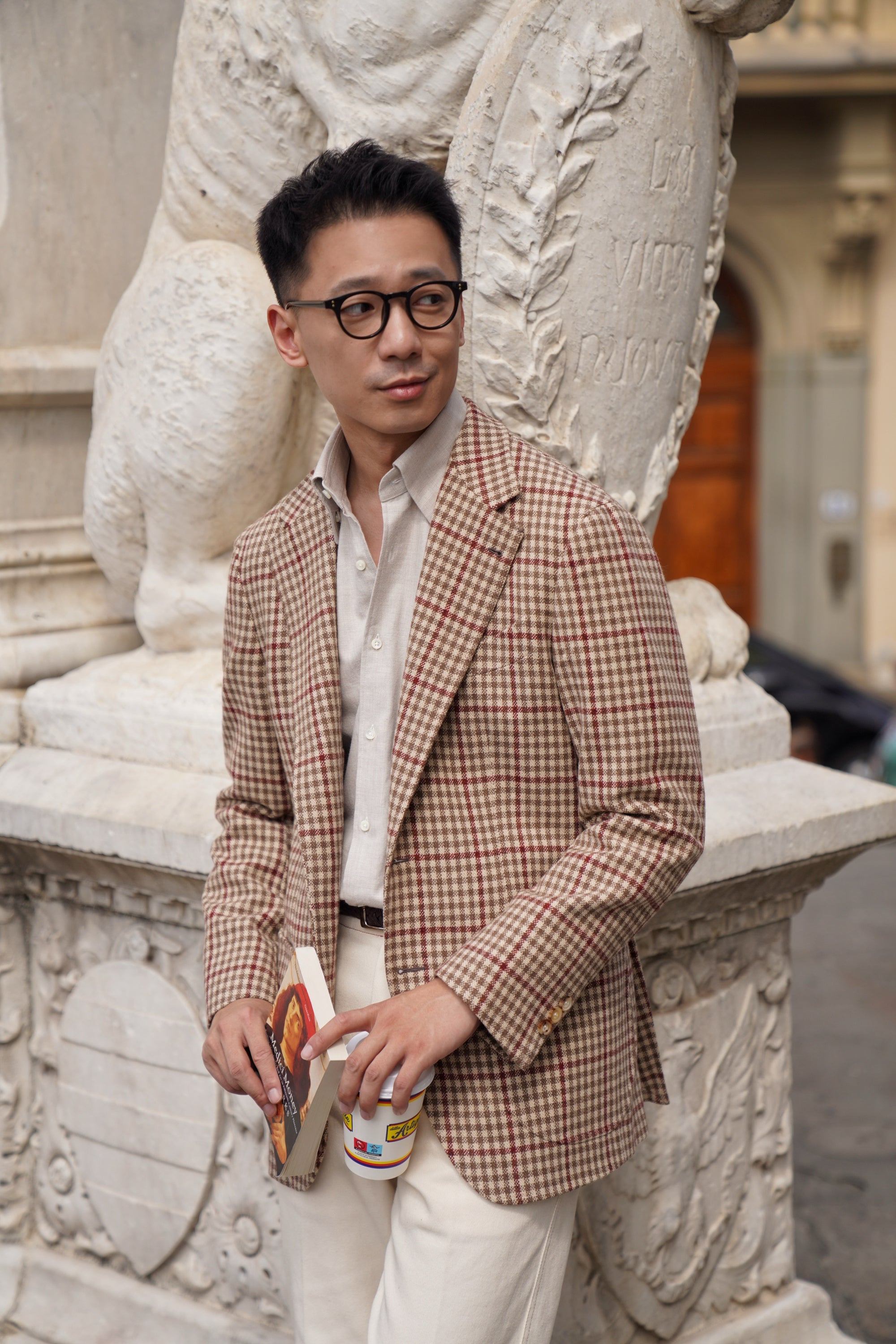 MTO Khaki Houndstooth Wool Cashmere Jacket #331