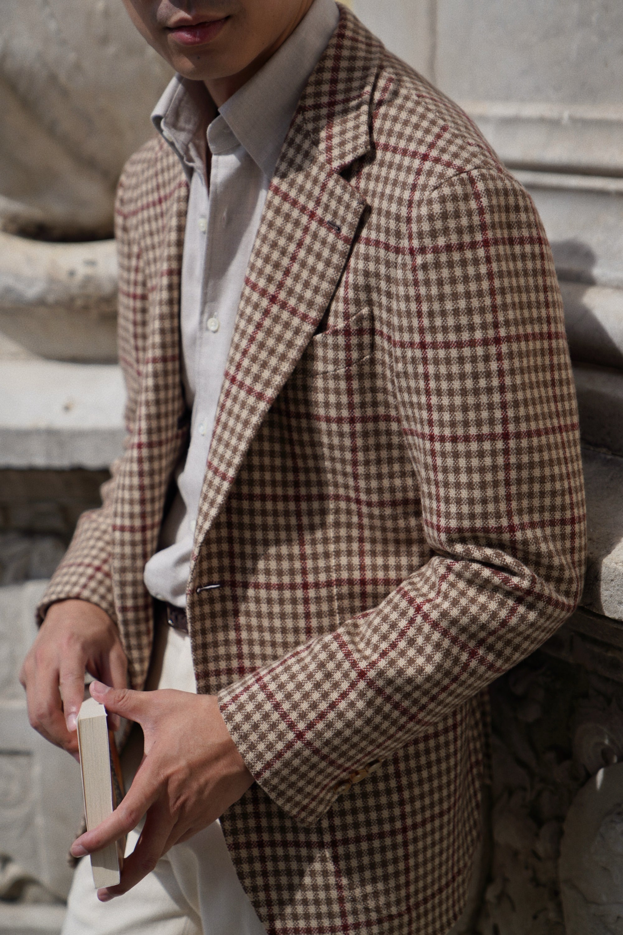 MTO Khaki Houndstooth Wool Cashmere Jacket #331