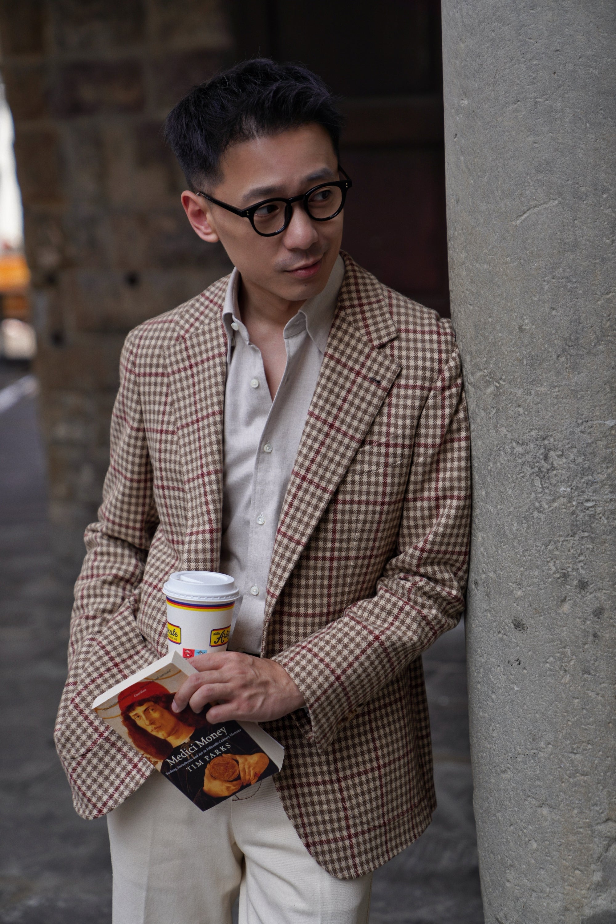 MTO Khaki Houndstooth Wool Cashmere Jacket #331