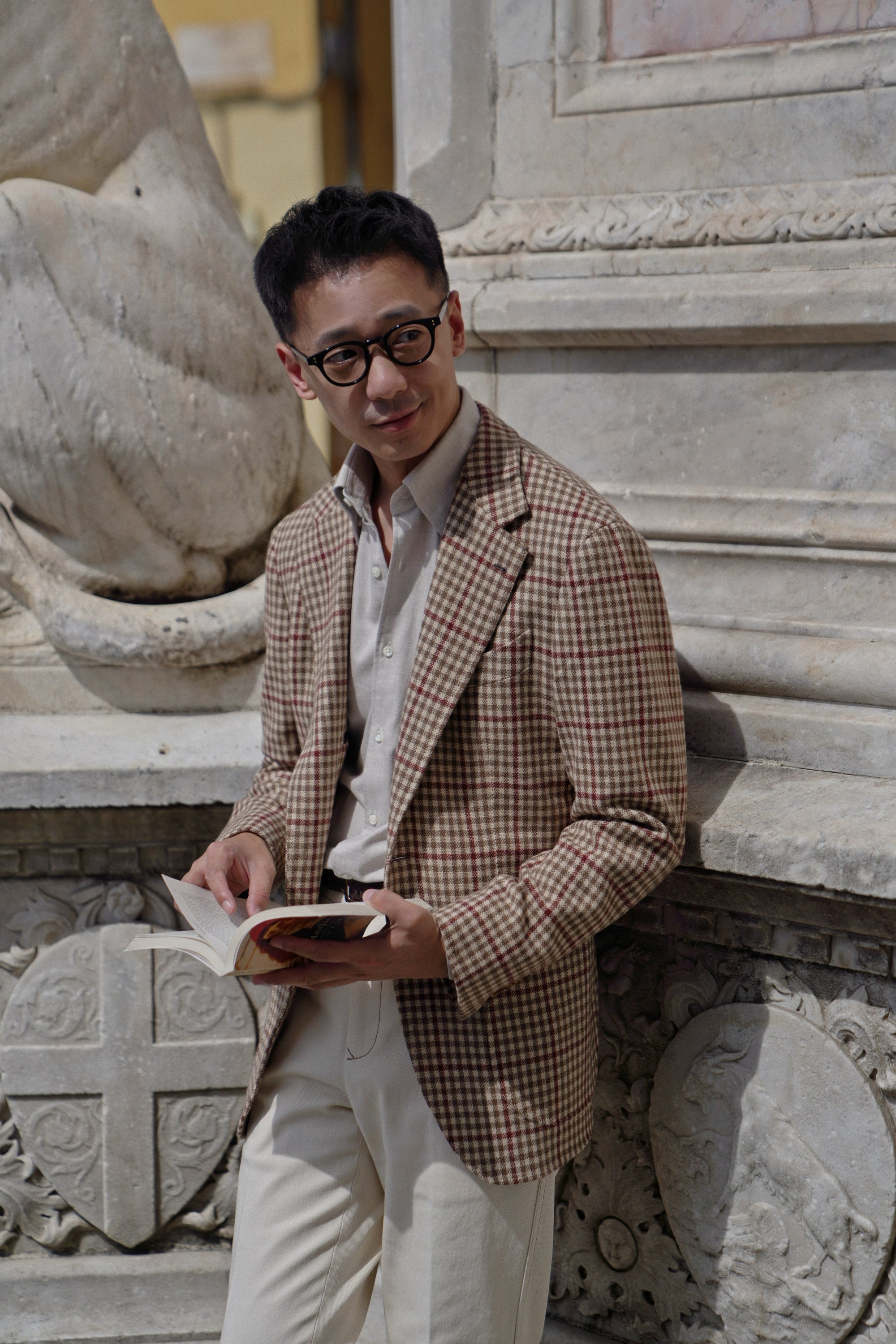 MTO Khaki Houndstooth Wool Cashmere Jacket #331