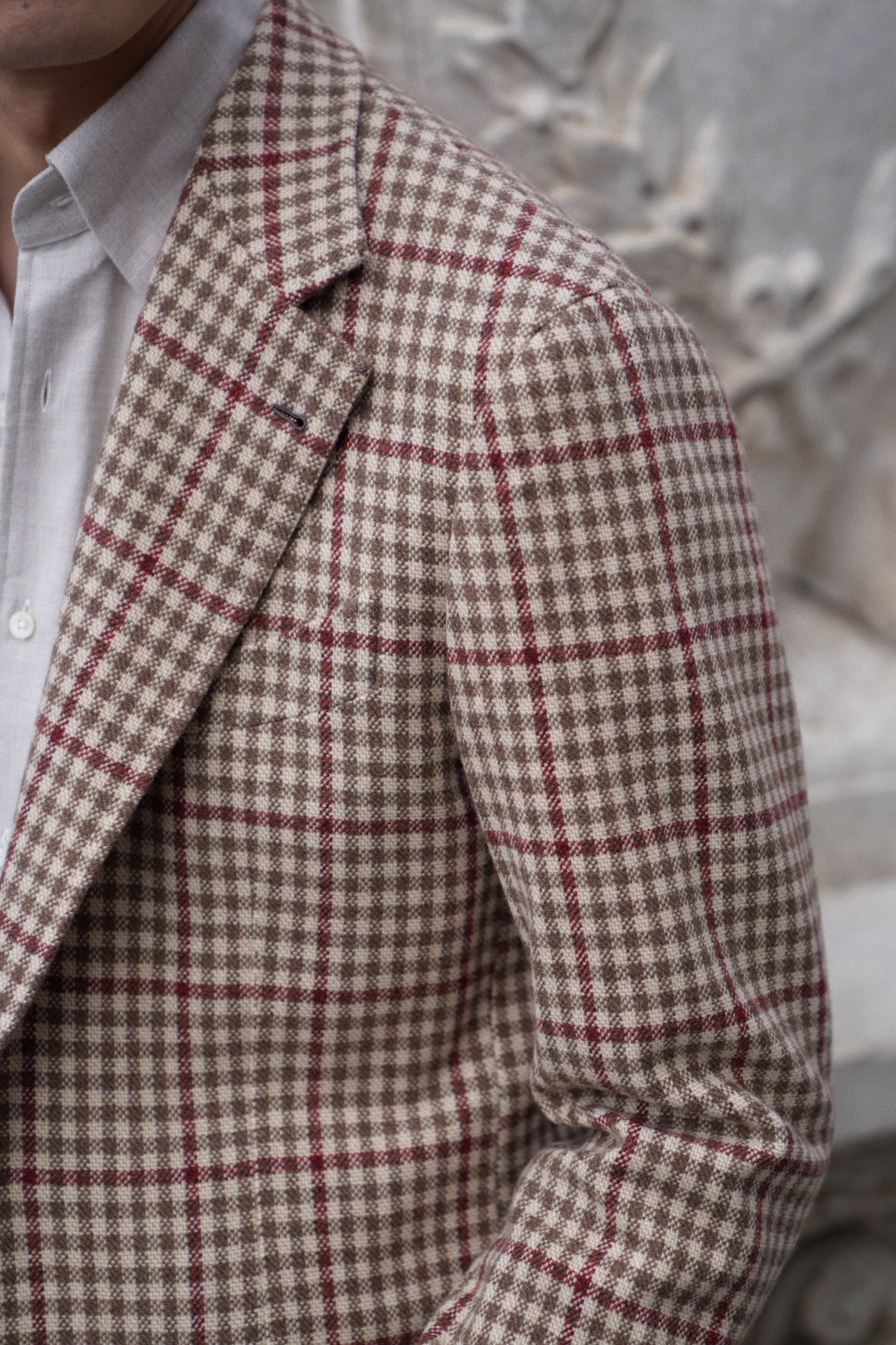 MTO Khaki Houndstooth Wool Cashmere Jacket #331