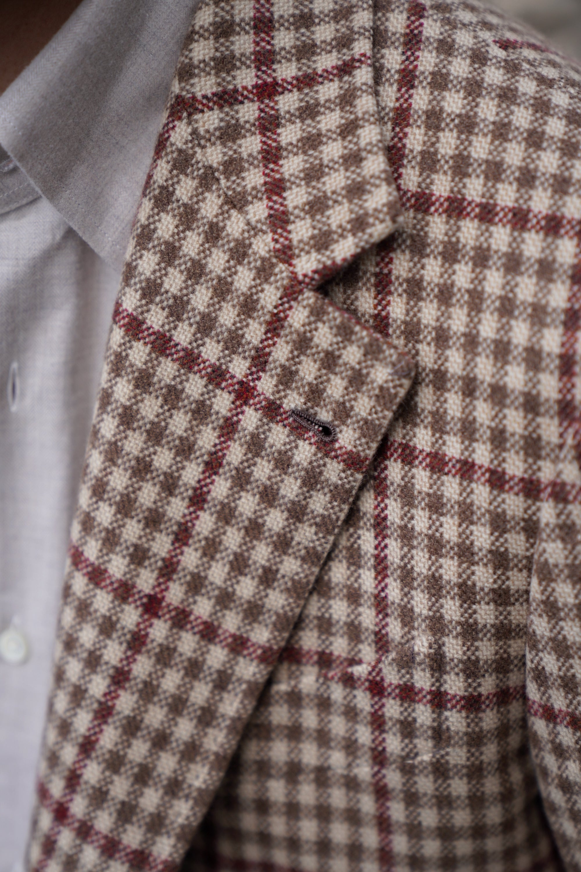 MTO Khaki Houndstooth Wool Cashmere Jacket #331