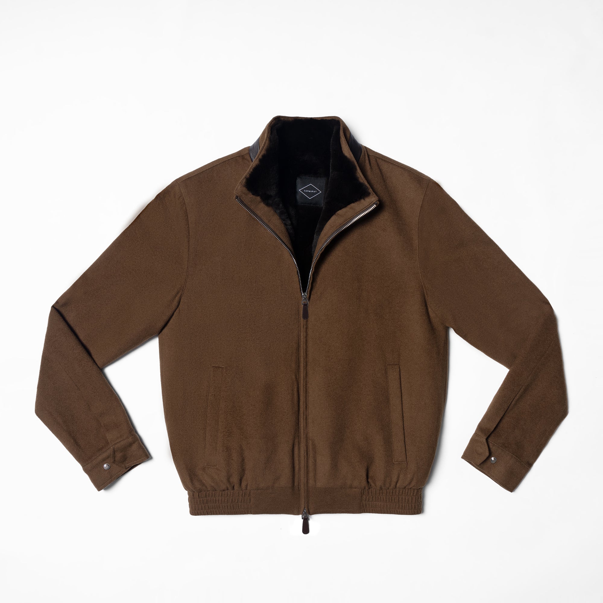 Tobacco Wool Silk Bomber Jacket #159