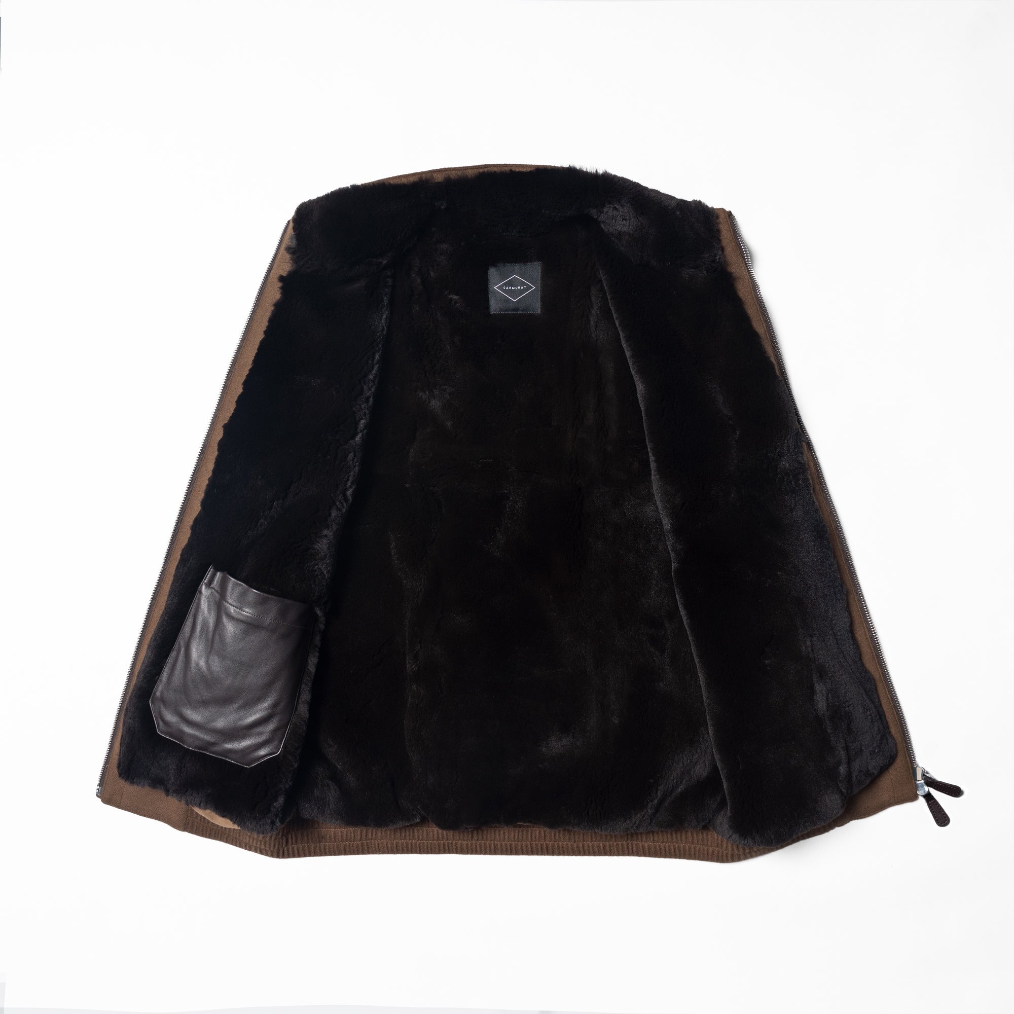 Tobacco Wool Silk Bomber Jacket #159