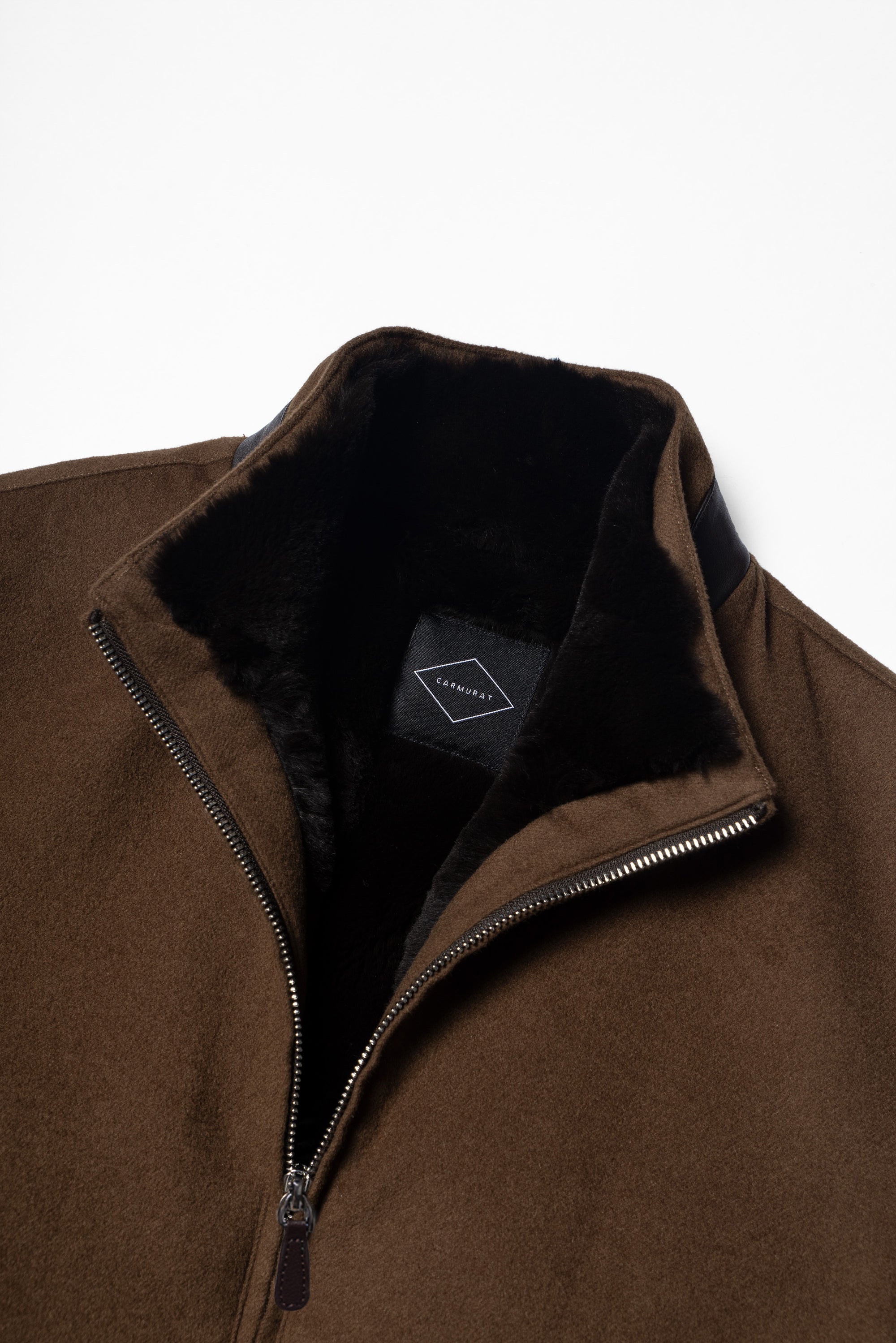 Tobacco Wool Silk Bomber Jacket #159