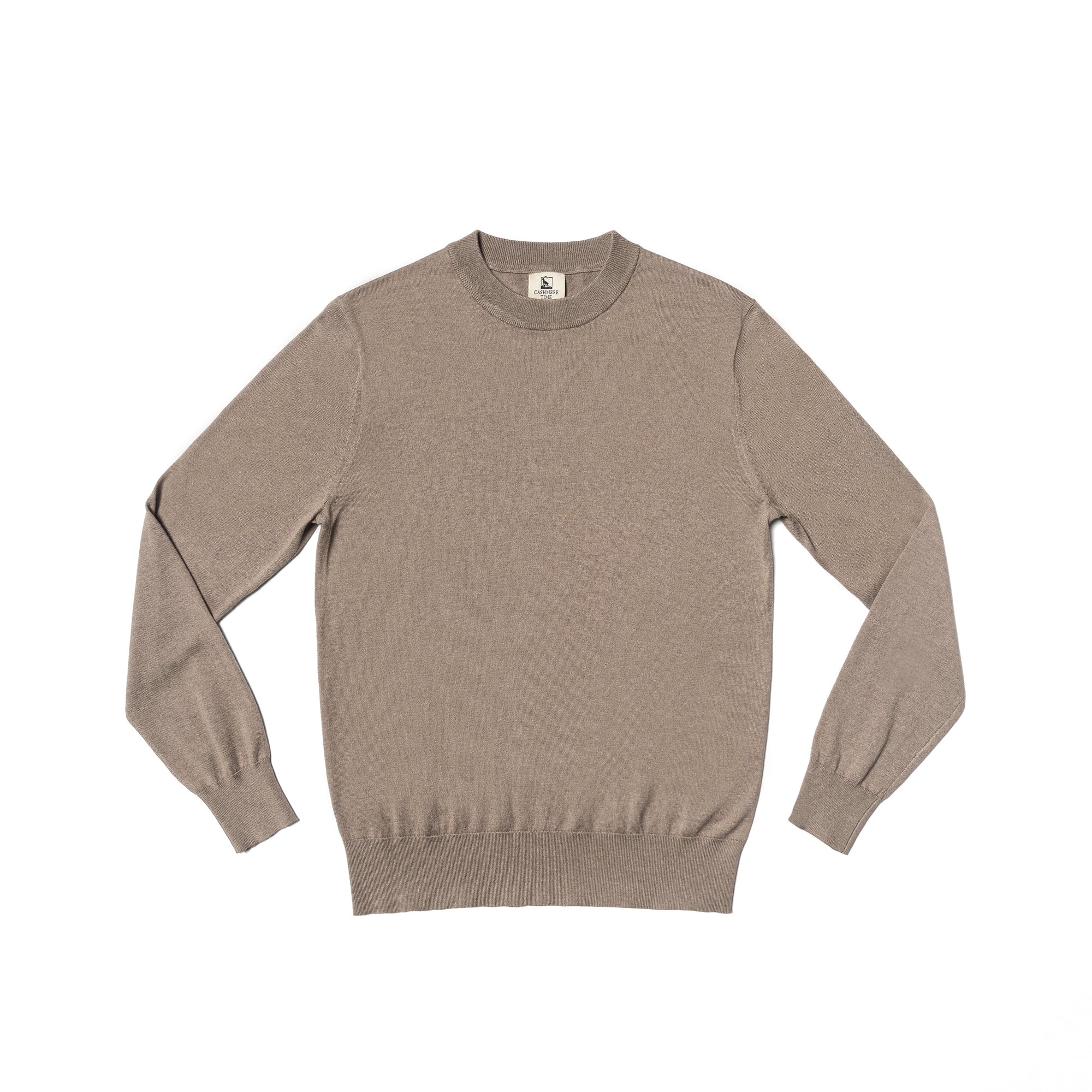 Grey / Camel Silk Cashmere Crew Neck
