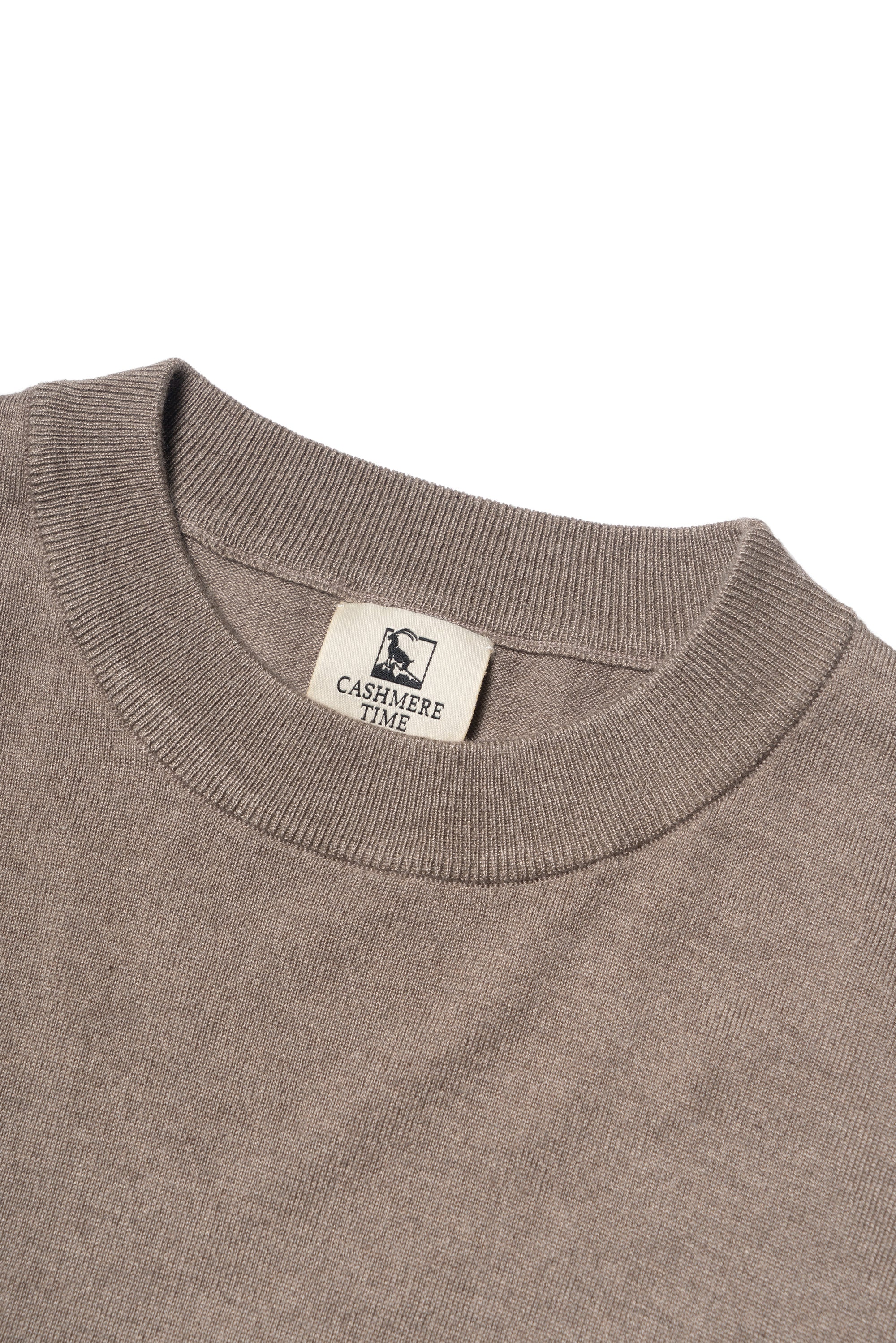Grey / Camel Silk Cashmere Crew Neck