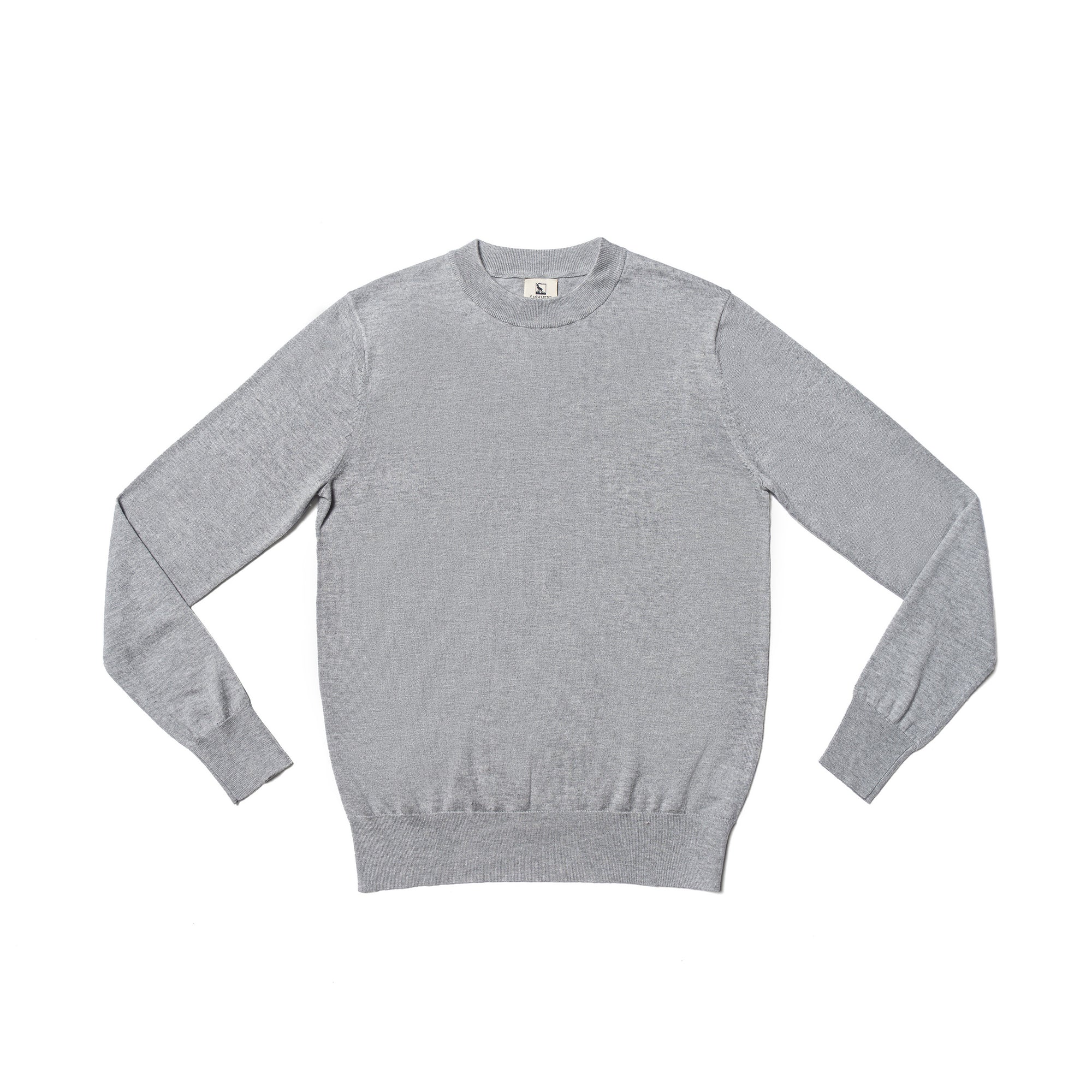 Grey / Camel Silk Cashmere Crew Neck