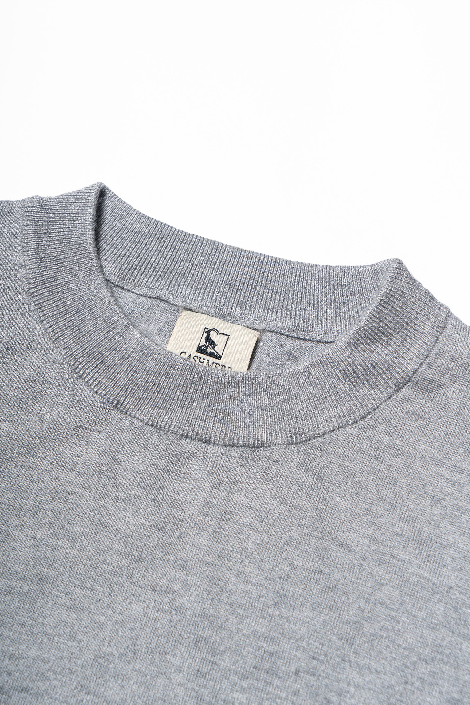 Grey / Camel Silk Cashmere Crew Neck