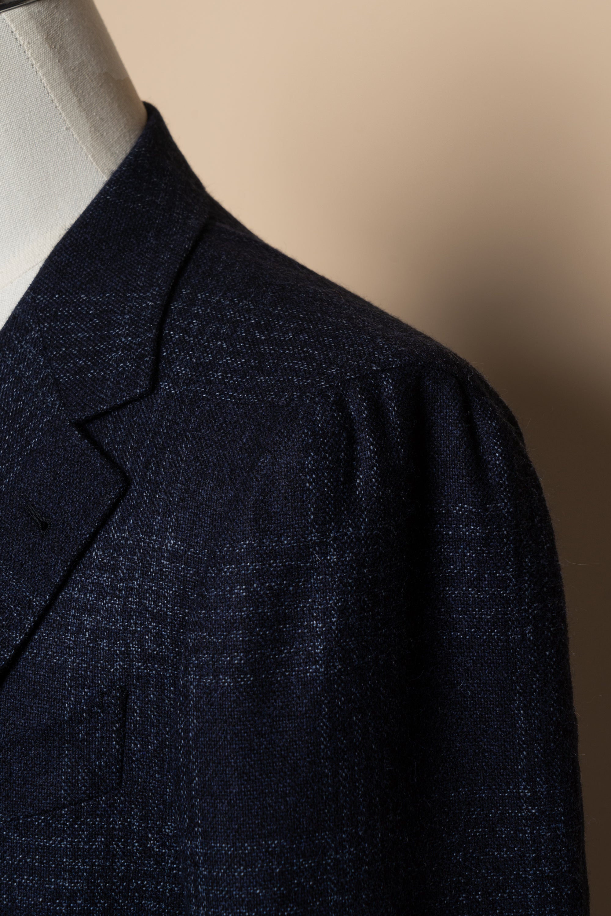 MTO Navy Glen Check Silk Cashmere Jacket #642
