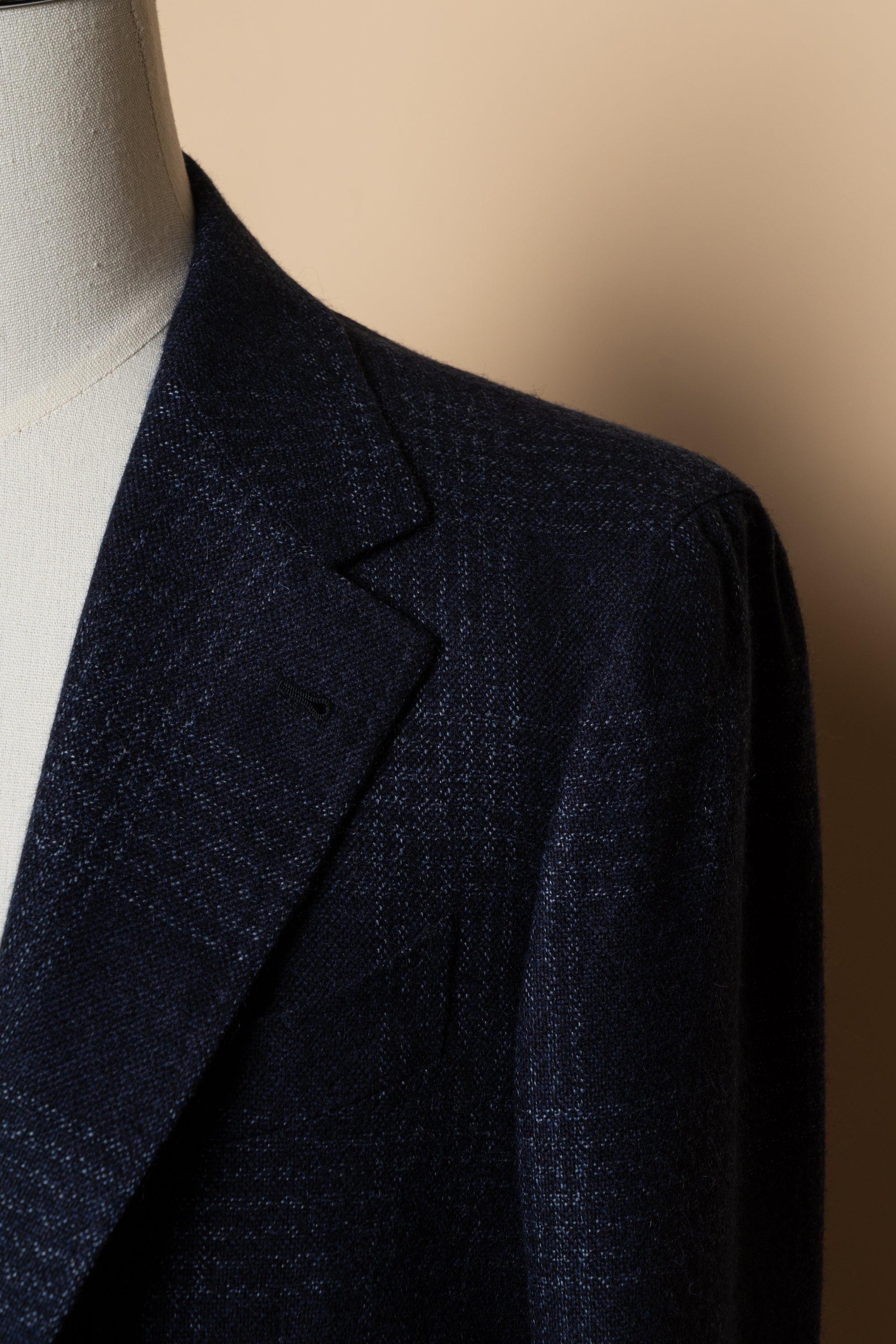 MTO Navy Glen Check Silk Cashmere Jacket #642