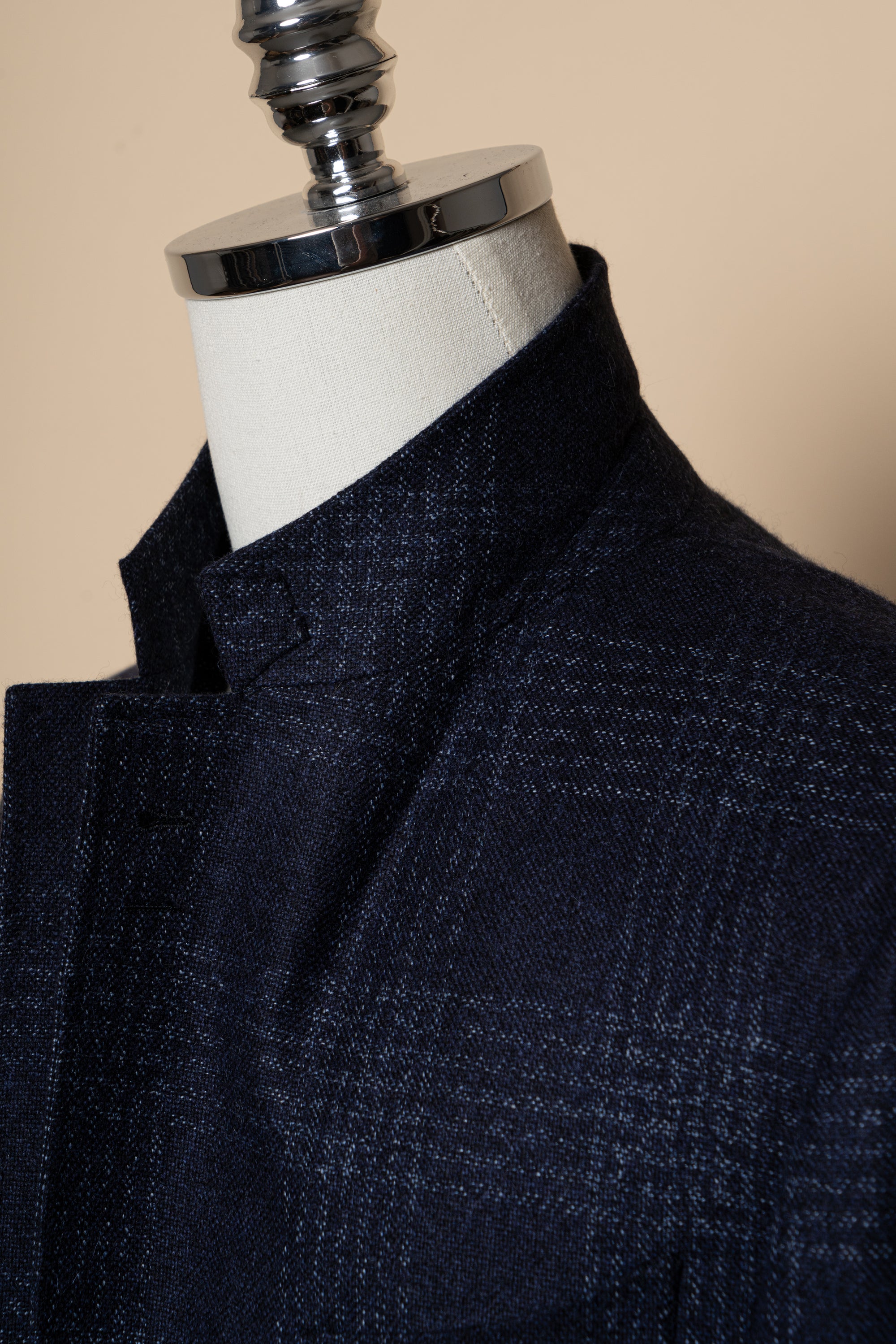 MTO Navy Glen Check Silk Cashmere Jacket #642