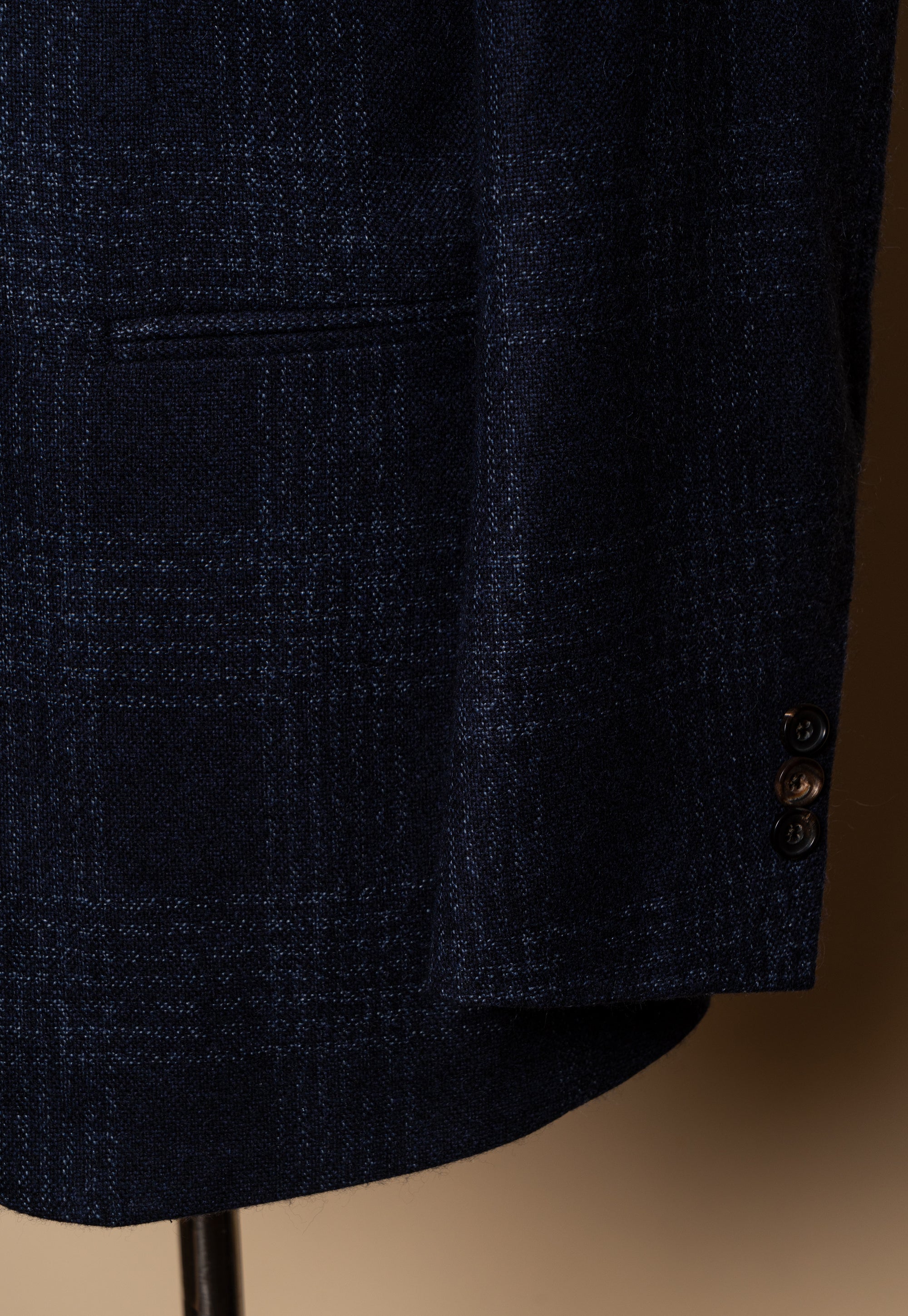 MTO Navy Glen Check Silk Cashmere Jacket #642