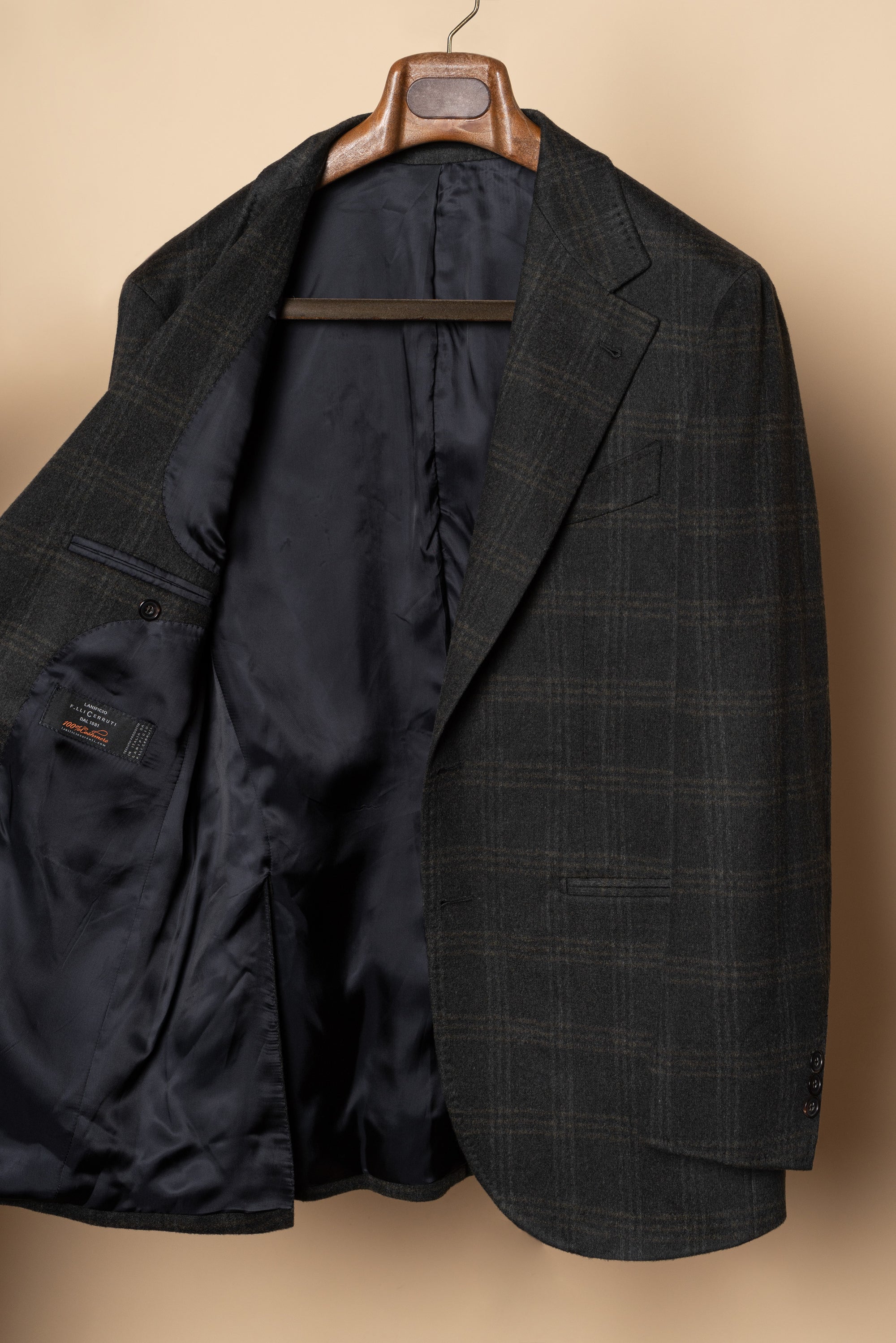 MTO Dark Green Windowpane Cashmere Jacket #492