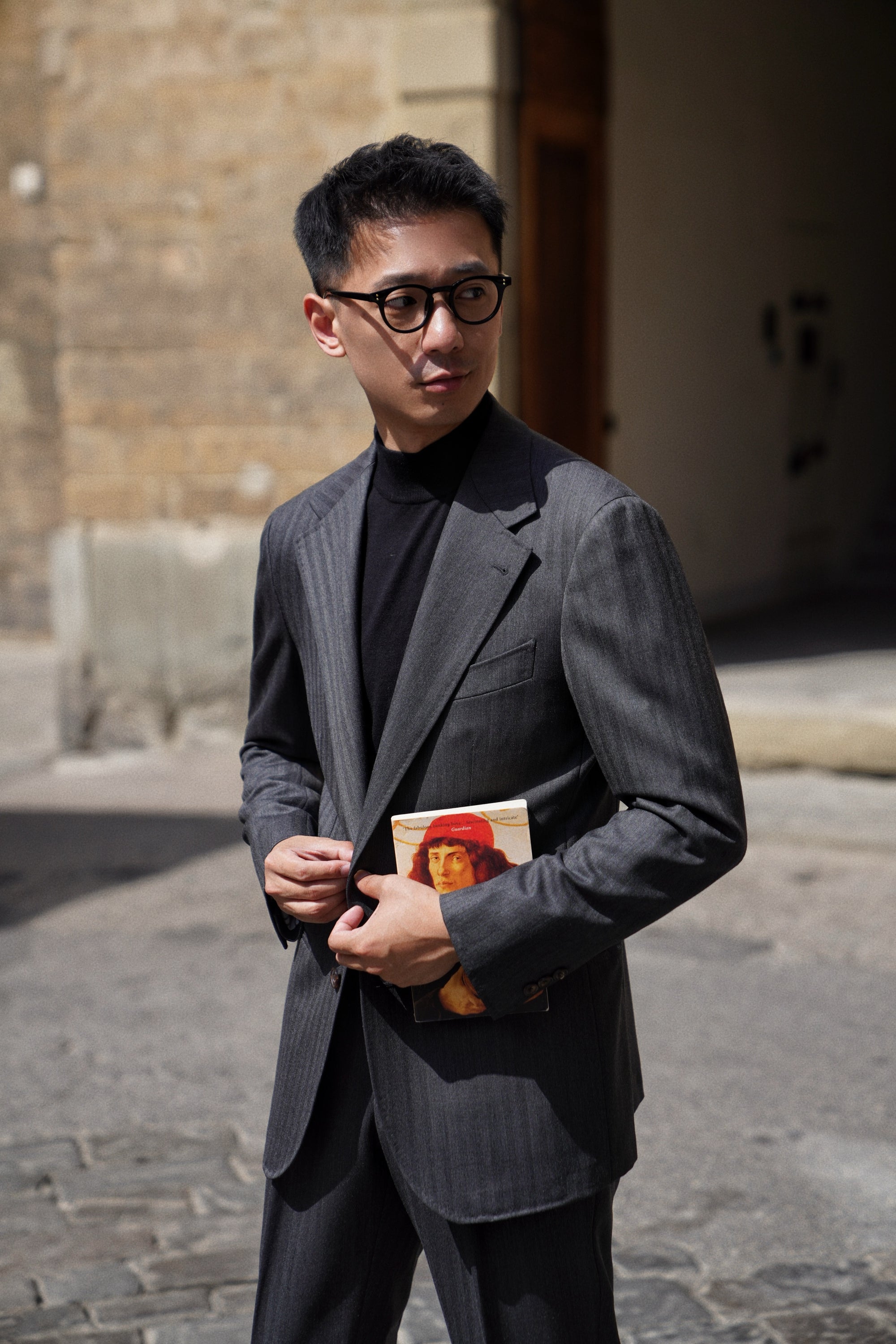 MTO Charcoal Herringbone Worsted Wool Suit #480