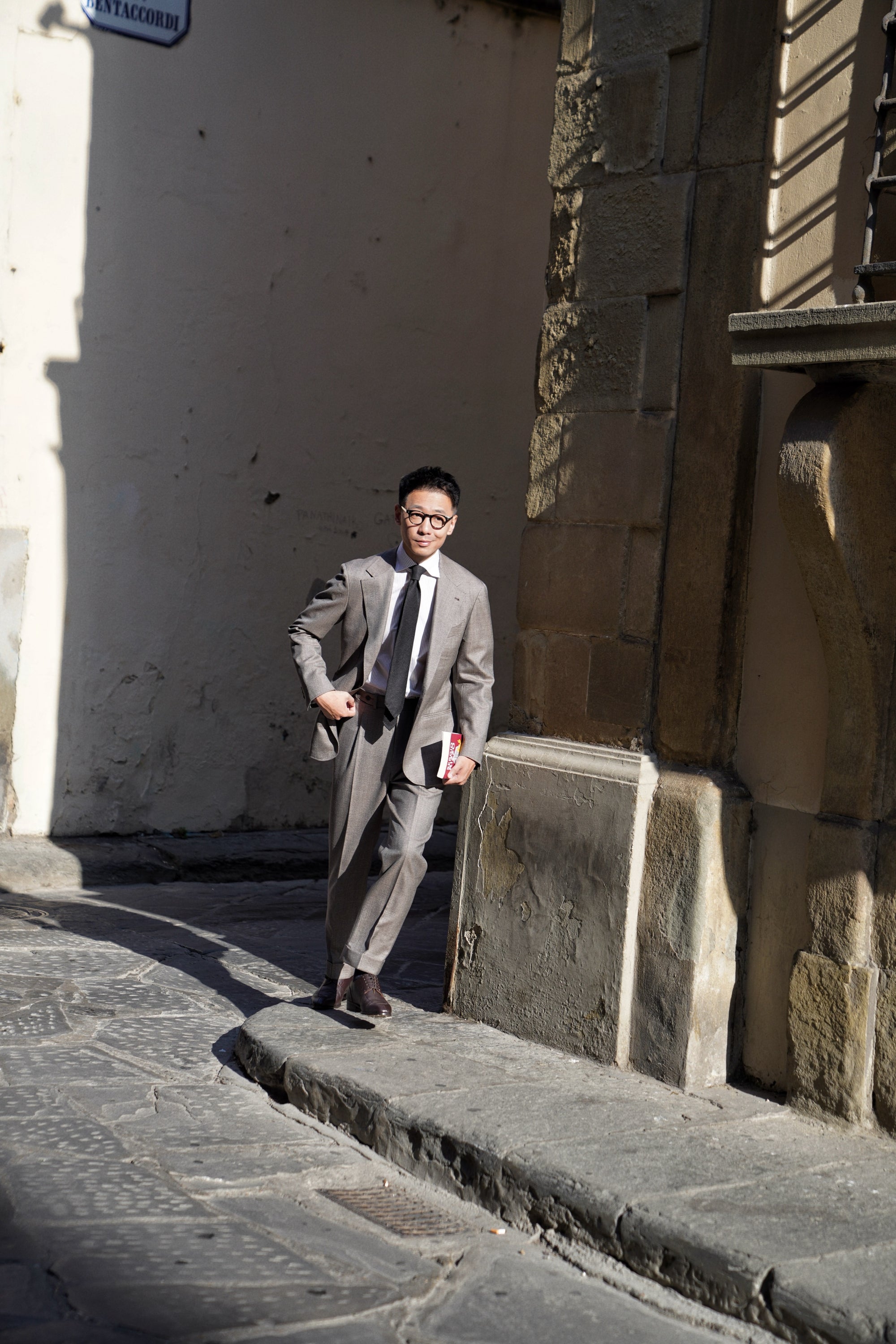 MTO Taupe Sharkskin Worsted Wool Suit #479
