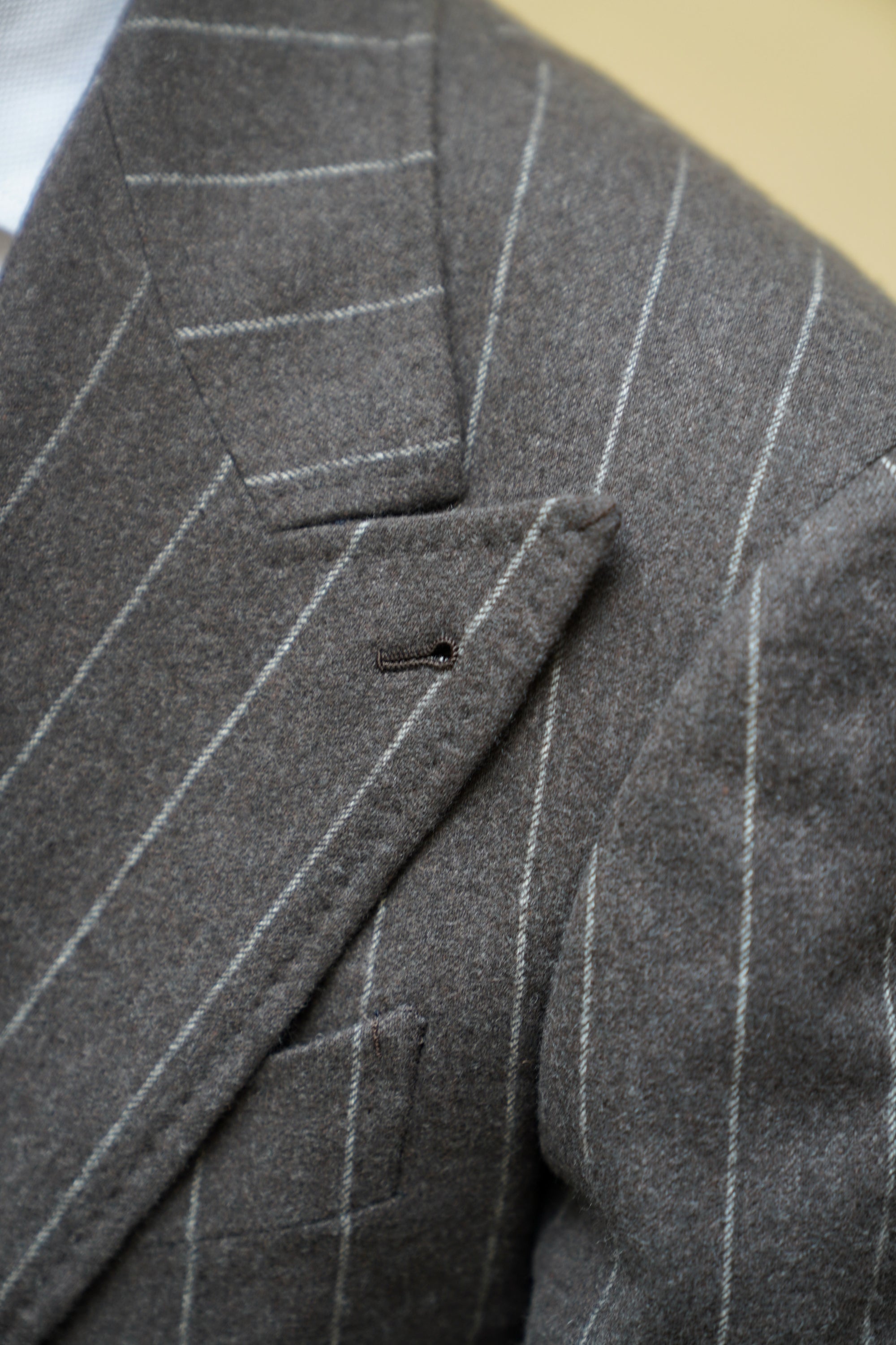MTO Brown Chalkstripe Worsted Flannel Suit #499