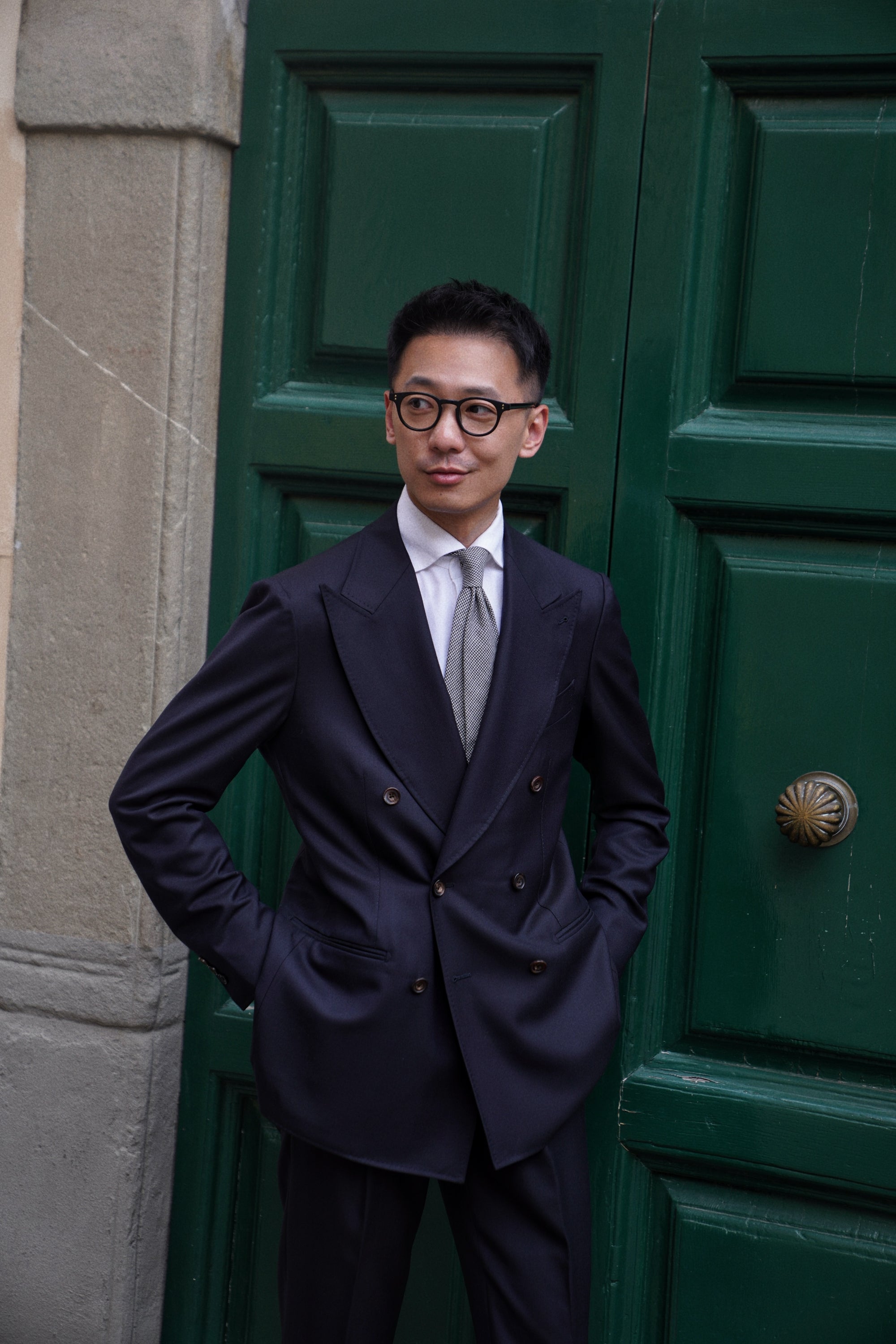 MTO Navy Worsted Wool Suit #478