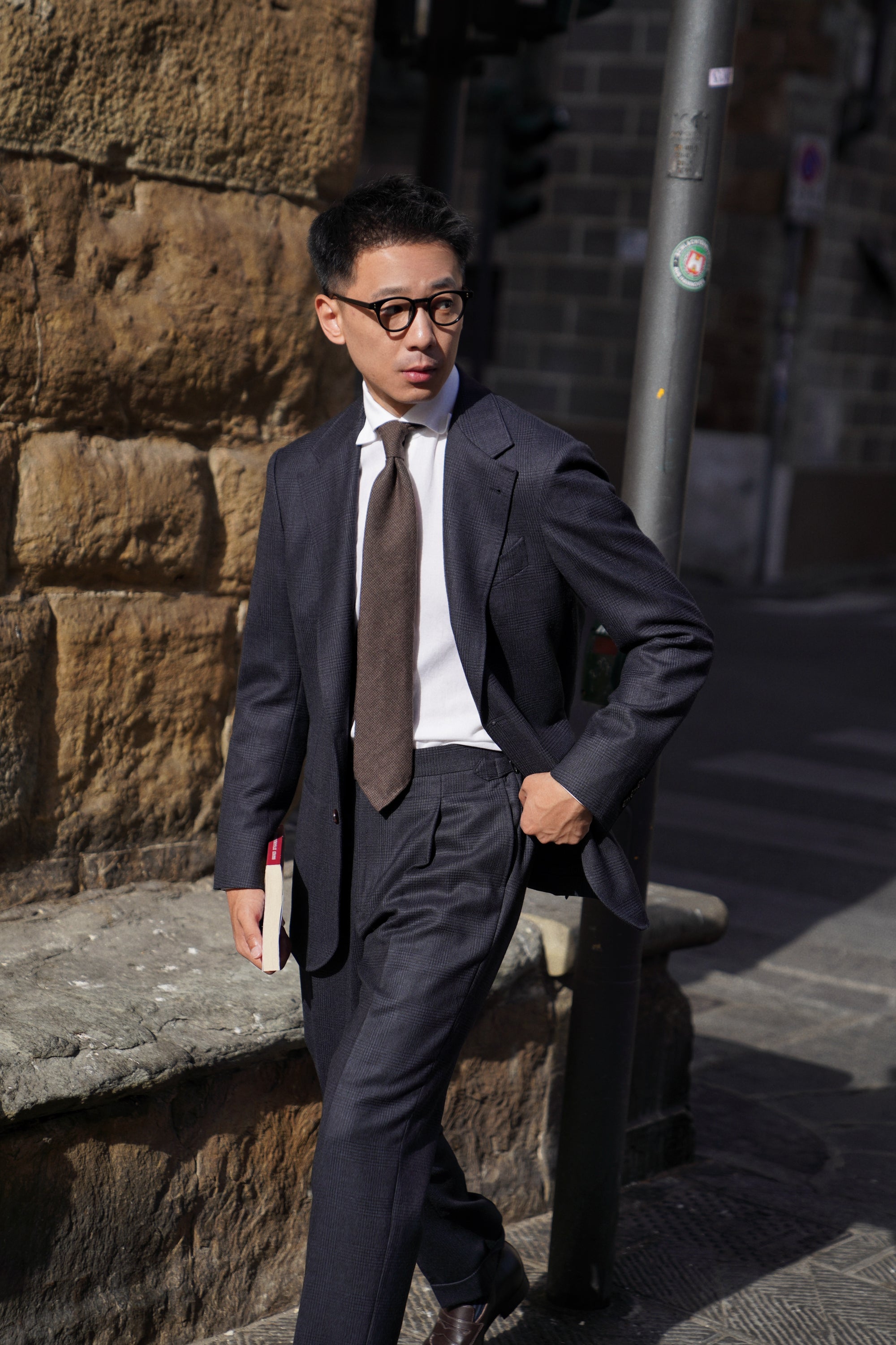 MTO Navy Glen Check Wool Suit #390