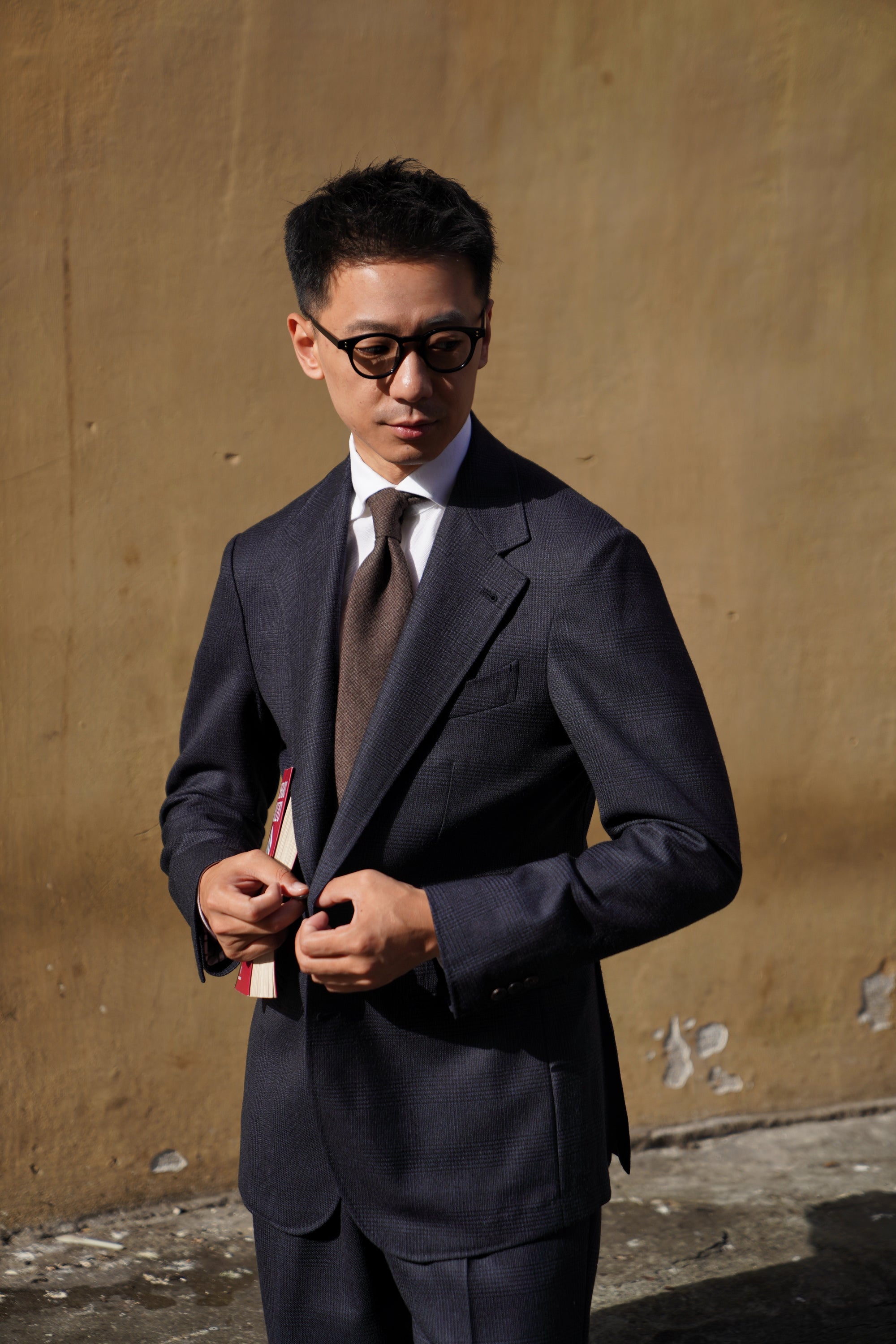 MTO Navy Glen Check Wool Suit #390