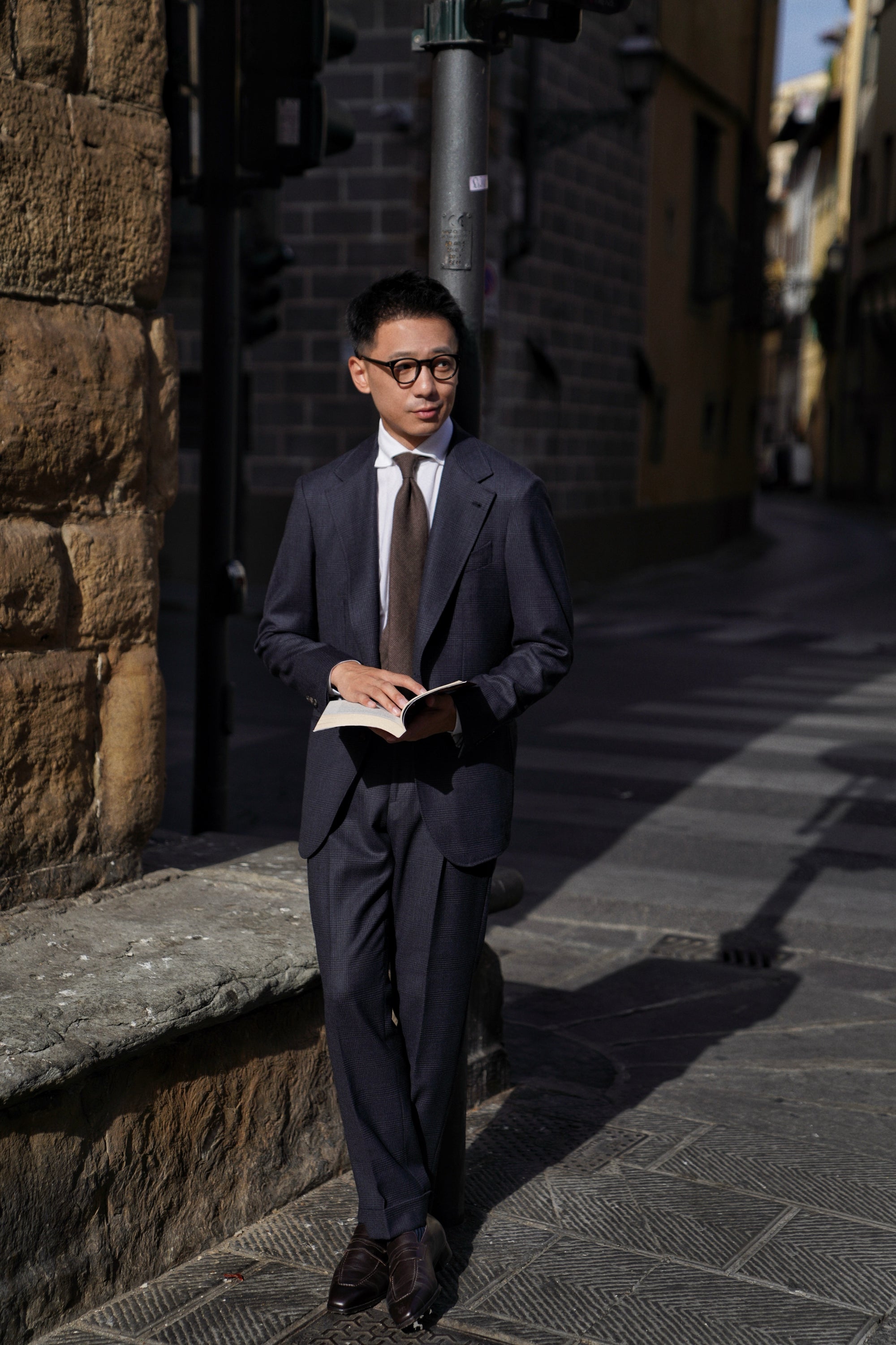 MTO Navy Glen Check Wool Suit #390