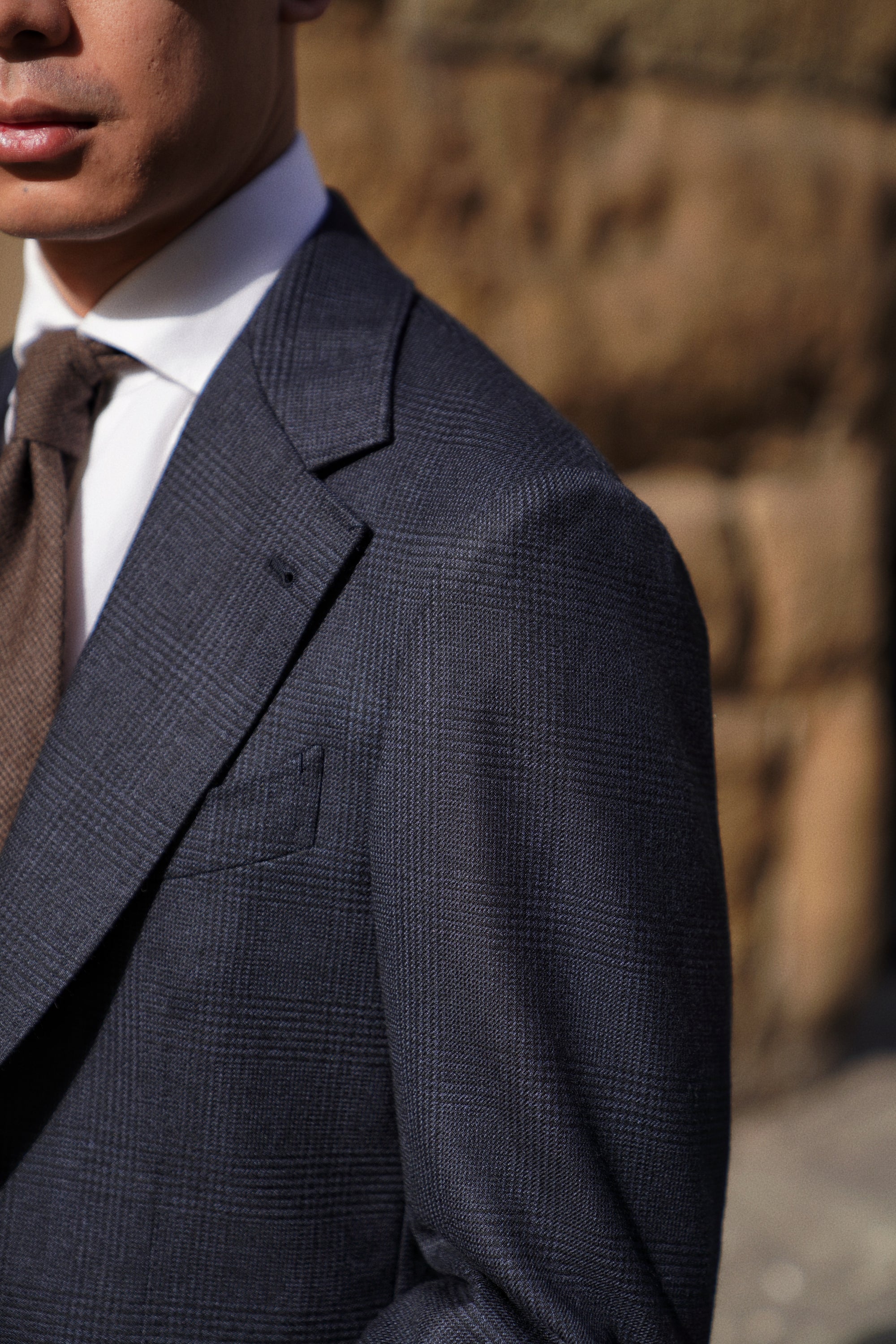 MTO Navy Glen Check Wool Suit #390